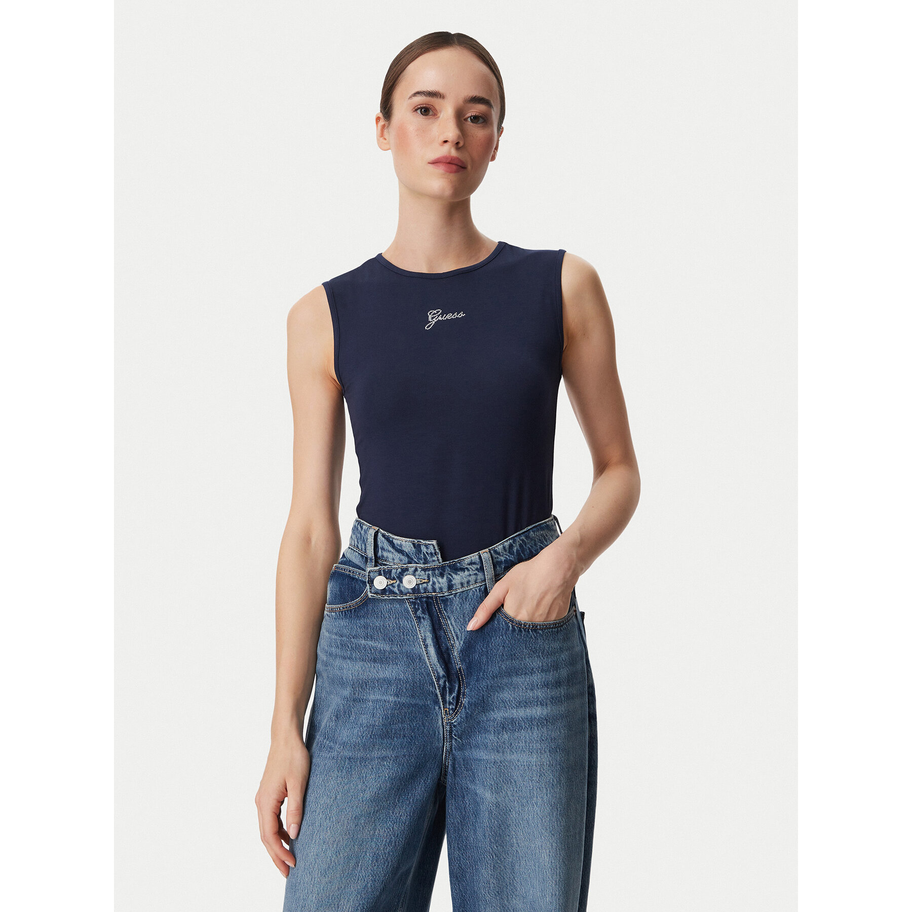 Guess Top W6YP17 K3881 Dunkelblau Regular Fit
