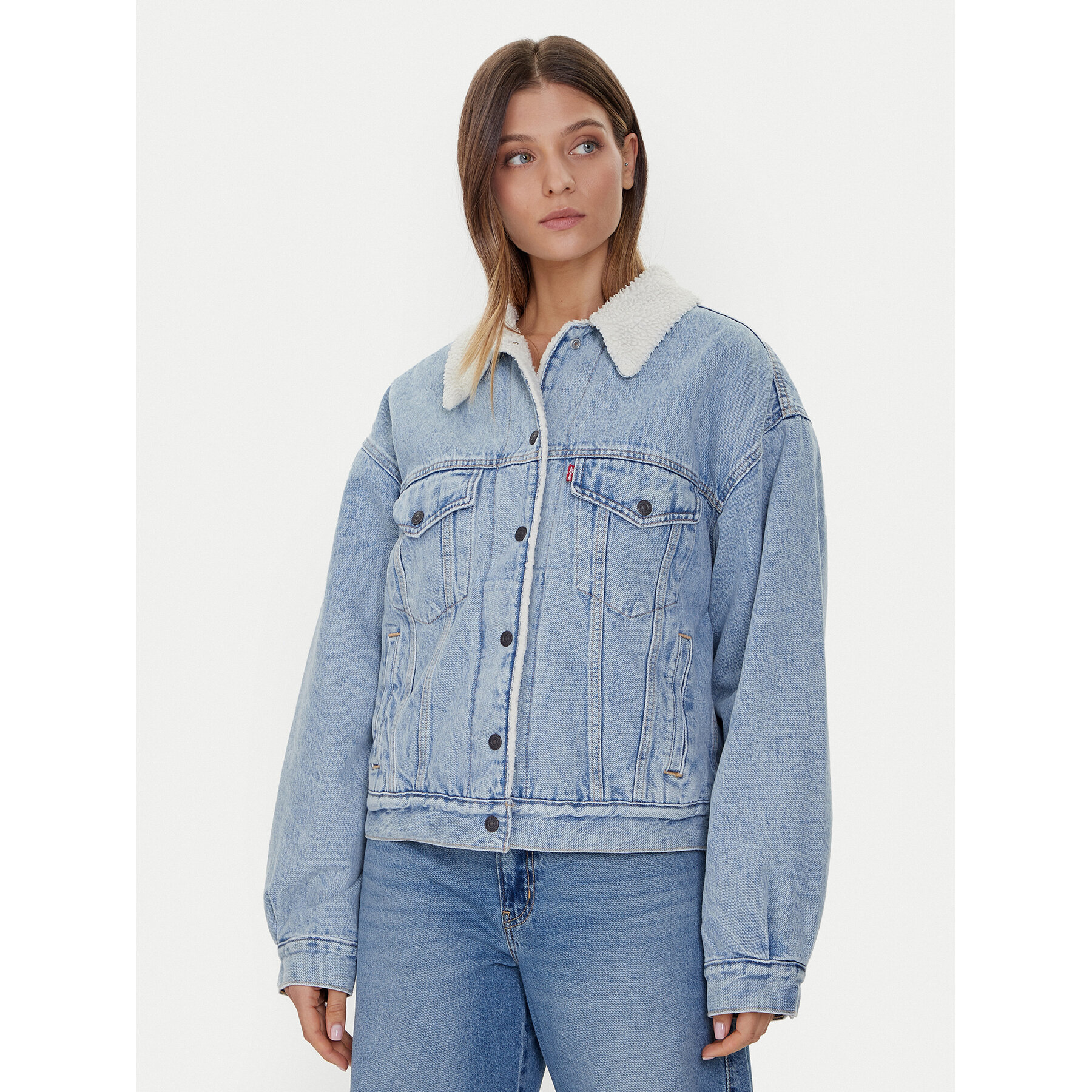 Levi's® Jeansjacke Sherpa Trucker 90's A4435-0010 Blau Loose Fit