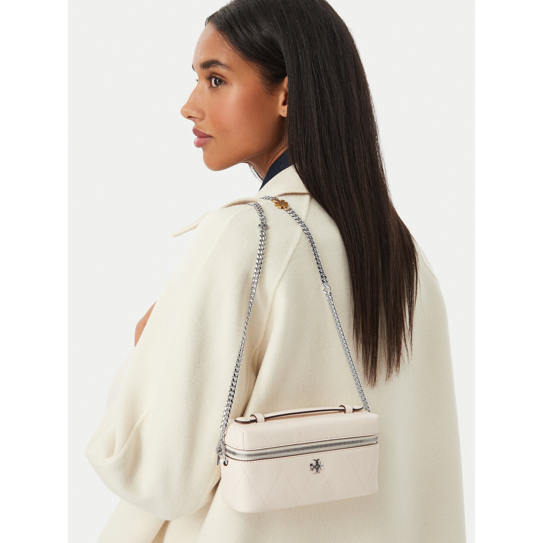 Ročna torba Tory Burch Charlie 186038 Kremna