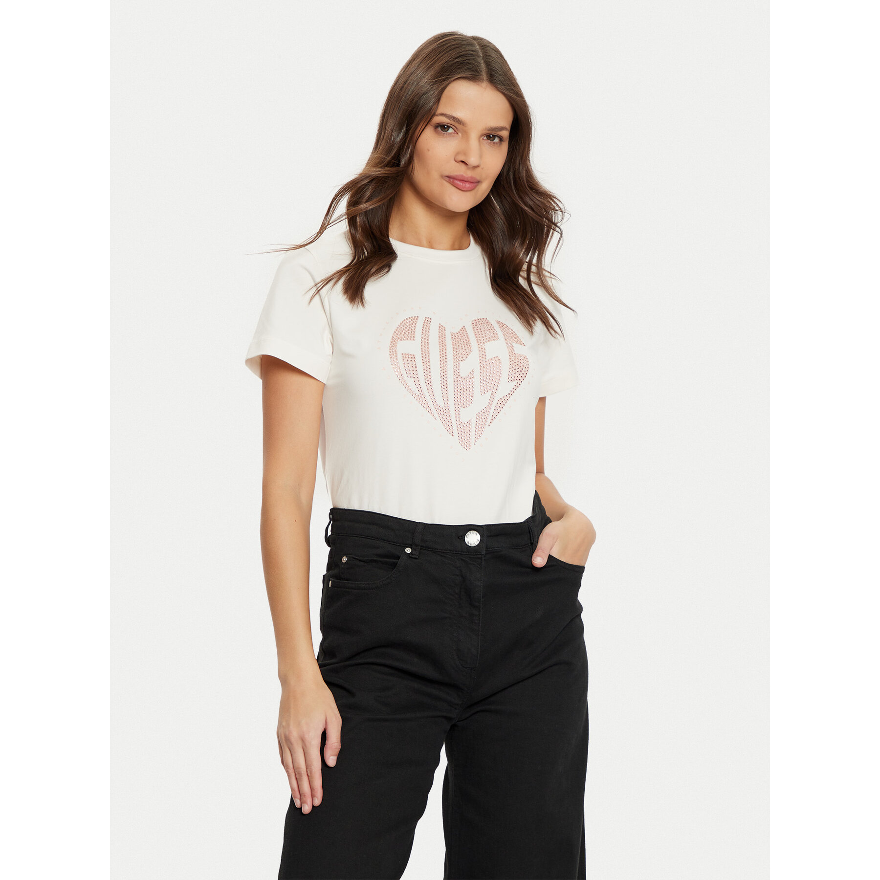 Guess T-Shirt V5RI08 J1314 Εκρού Slim Fit