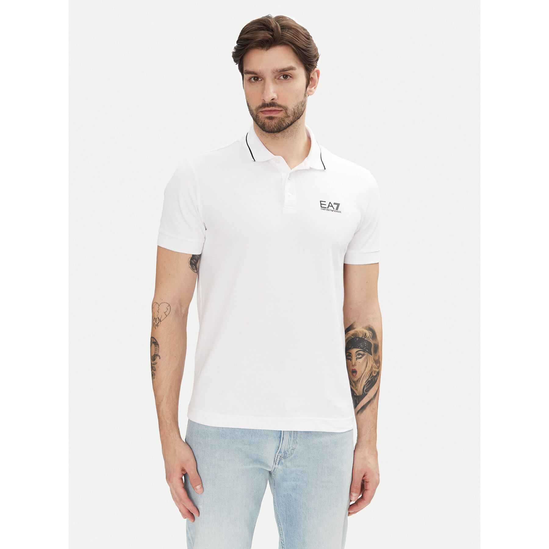 EA7 Emporio Armani Polo 8NPF16 PJVUZ 1100 Bianco Slim Fit