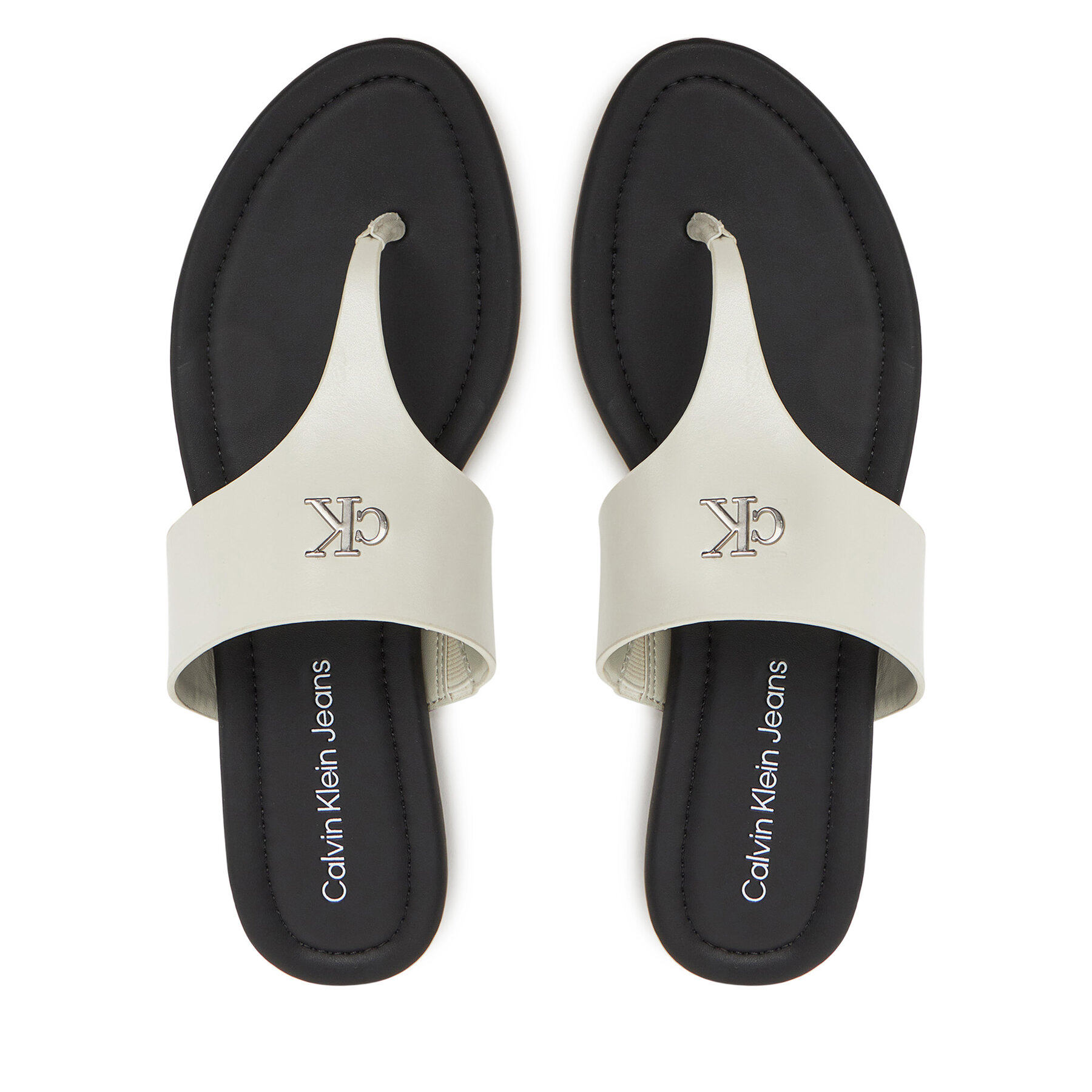 Infradito Calvin Klein Jeans Flat Sandal Toepost Mg YW0YW01691 Bianco