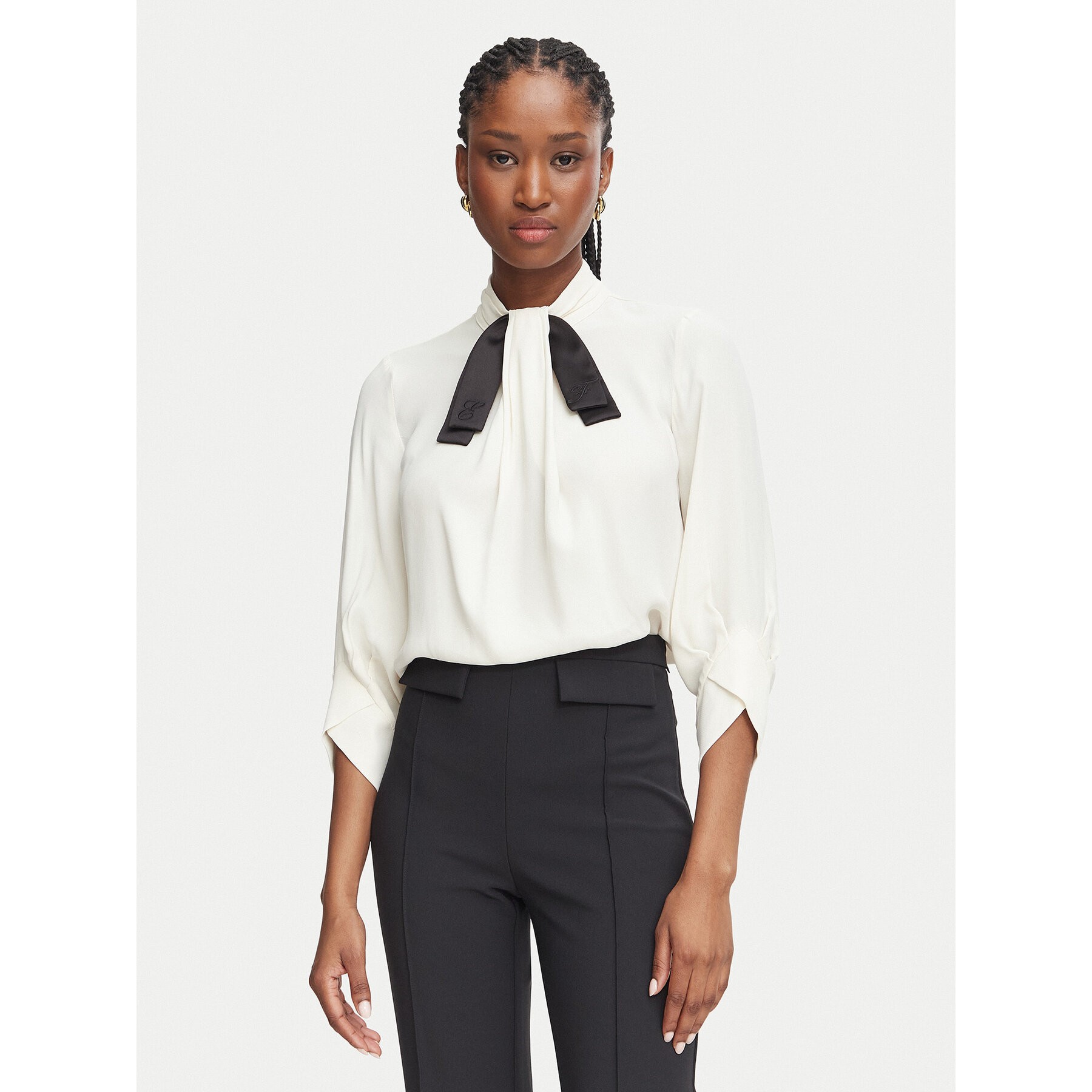 Elisabetta Franchi Bluse CA-178-66E2-V320 Creme Regular Fit