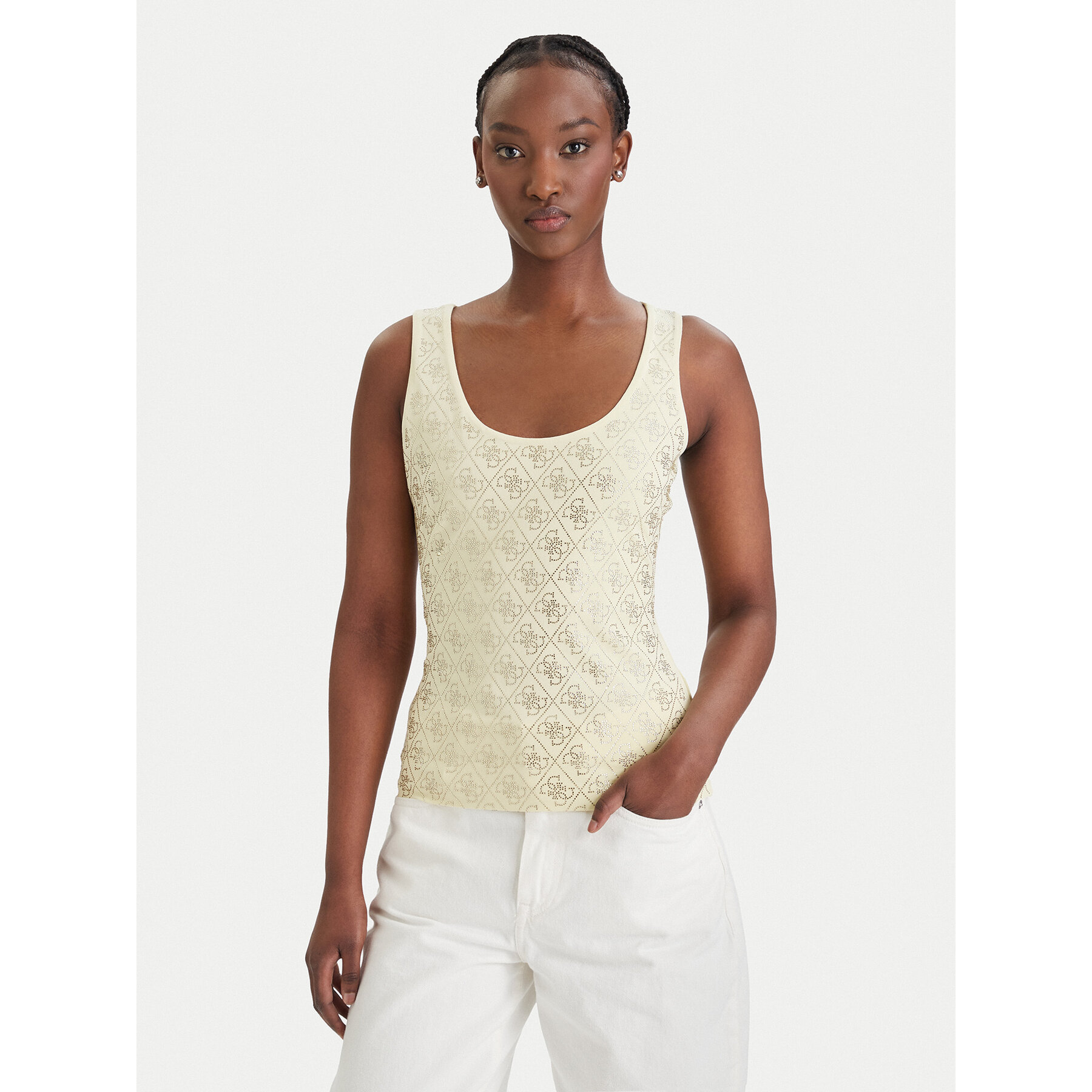 Guess Felső W6GP10 K2932 Sárga Regular Fit