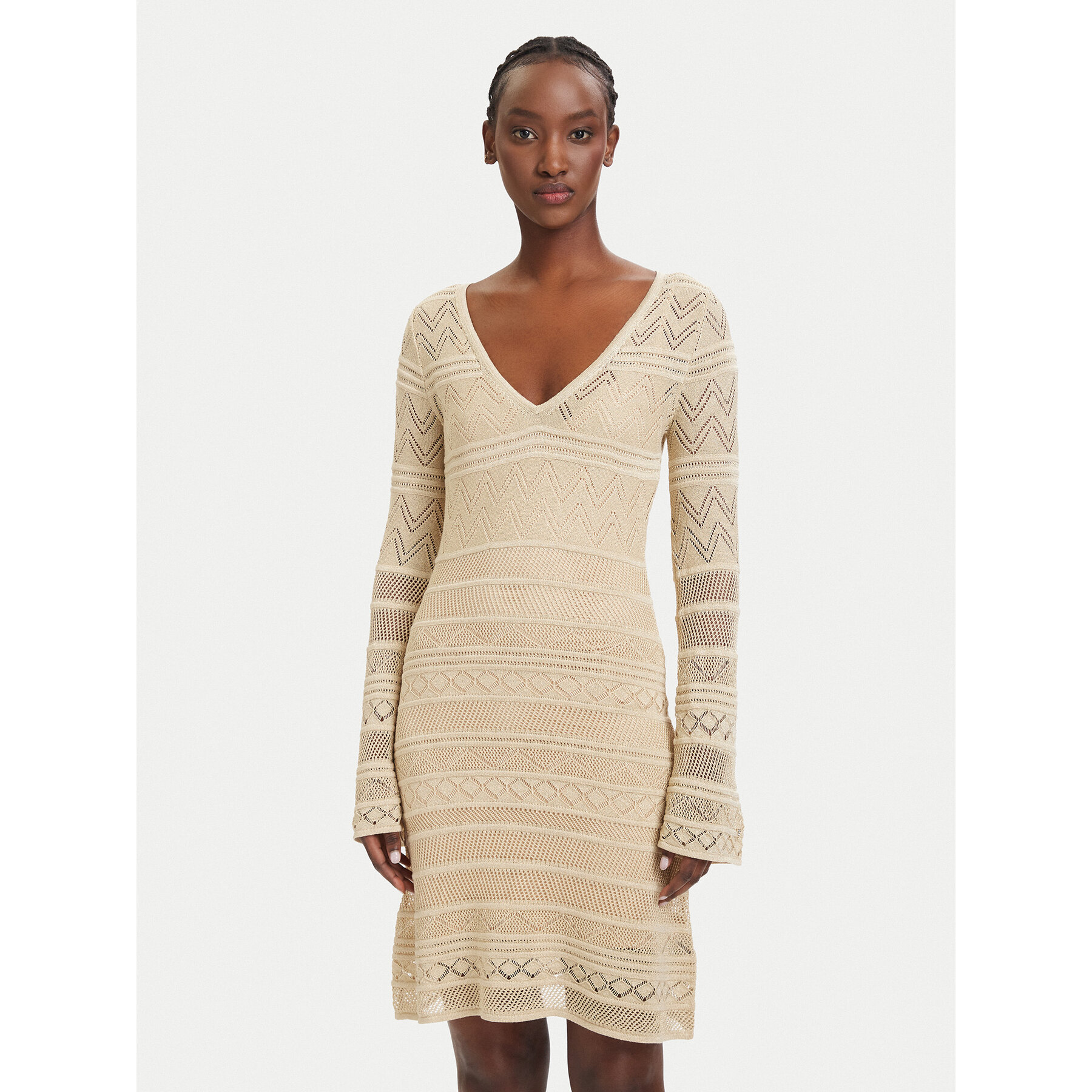 Guess Strickkleid W5GK48 Z3E22 Beige Slim Fit
