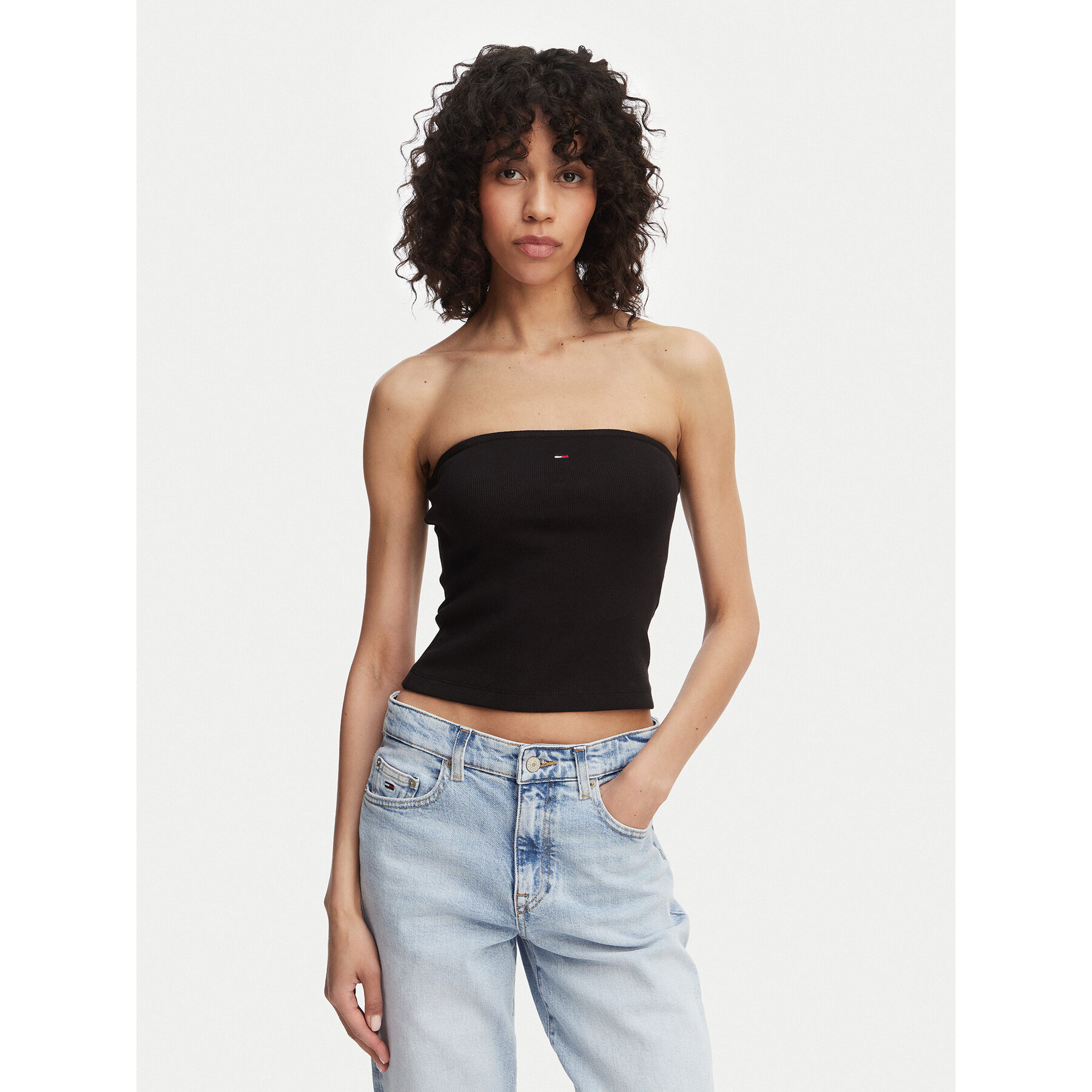 Tommy Jeans Top DW0DW22263 Schwarz Slim Fit