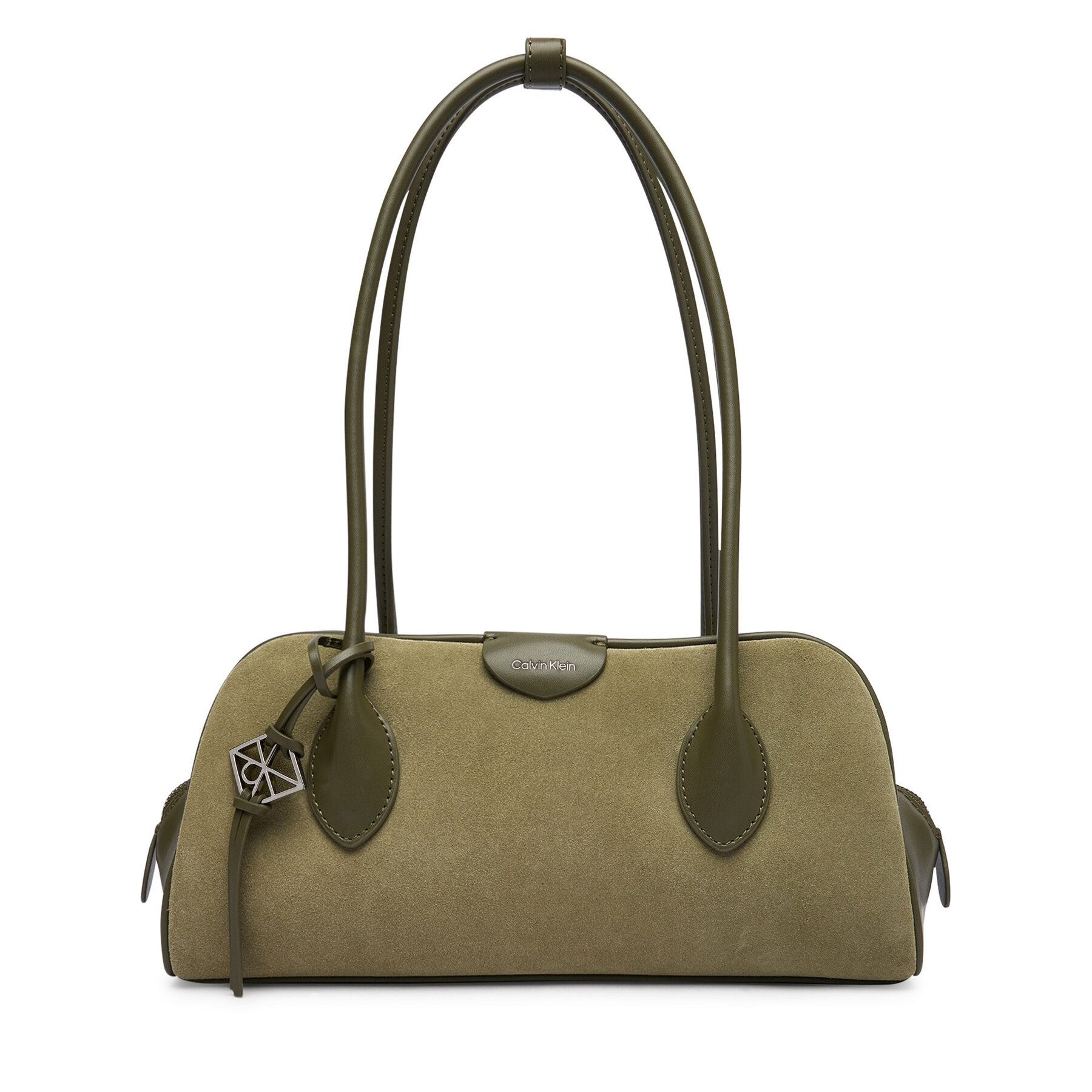 Дамска чанта Calvin Klein Emblem Trio Suede Shoulder Bag LV04F3888G Тъмнозелен