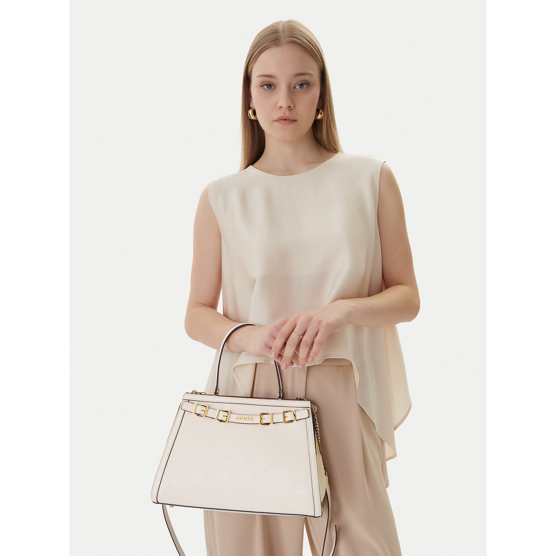 Geantă Guess Dovie HWKG99 09060 Écru