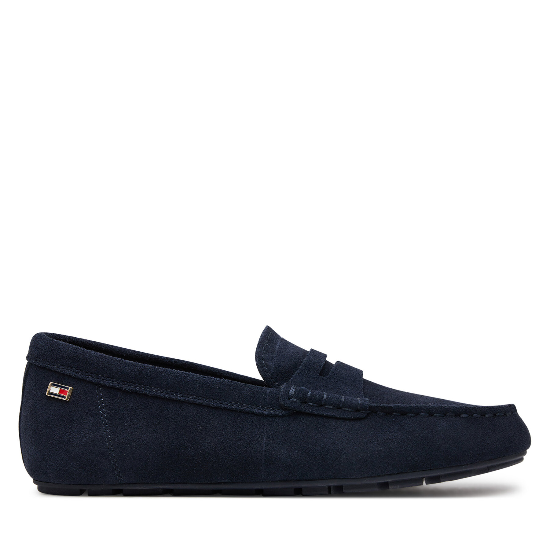 Donna Mocassini Tommy Hilfiger, Taglia 41, Blu scuro, Flag Soft Suede Driver Loafer FW0FW08558, taglia : 41