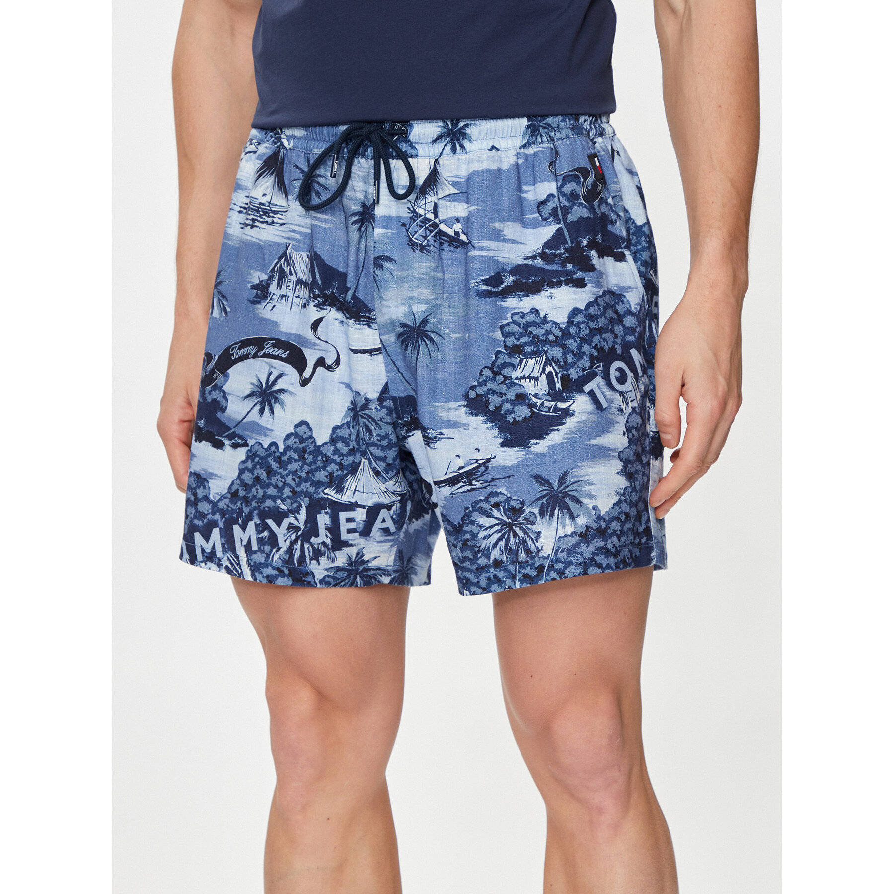 Tommy Jeans Stoffshorts Hawaiian DM0DM18807 Blau Regular Fit