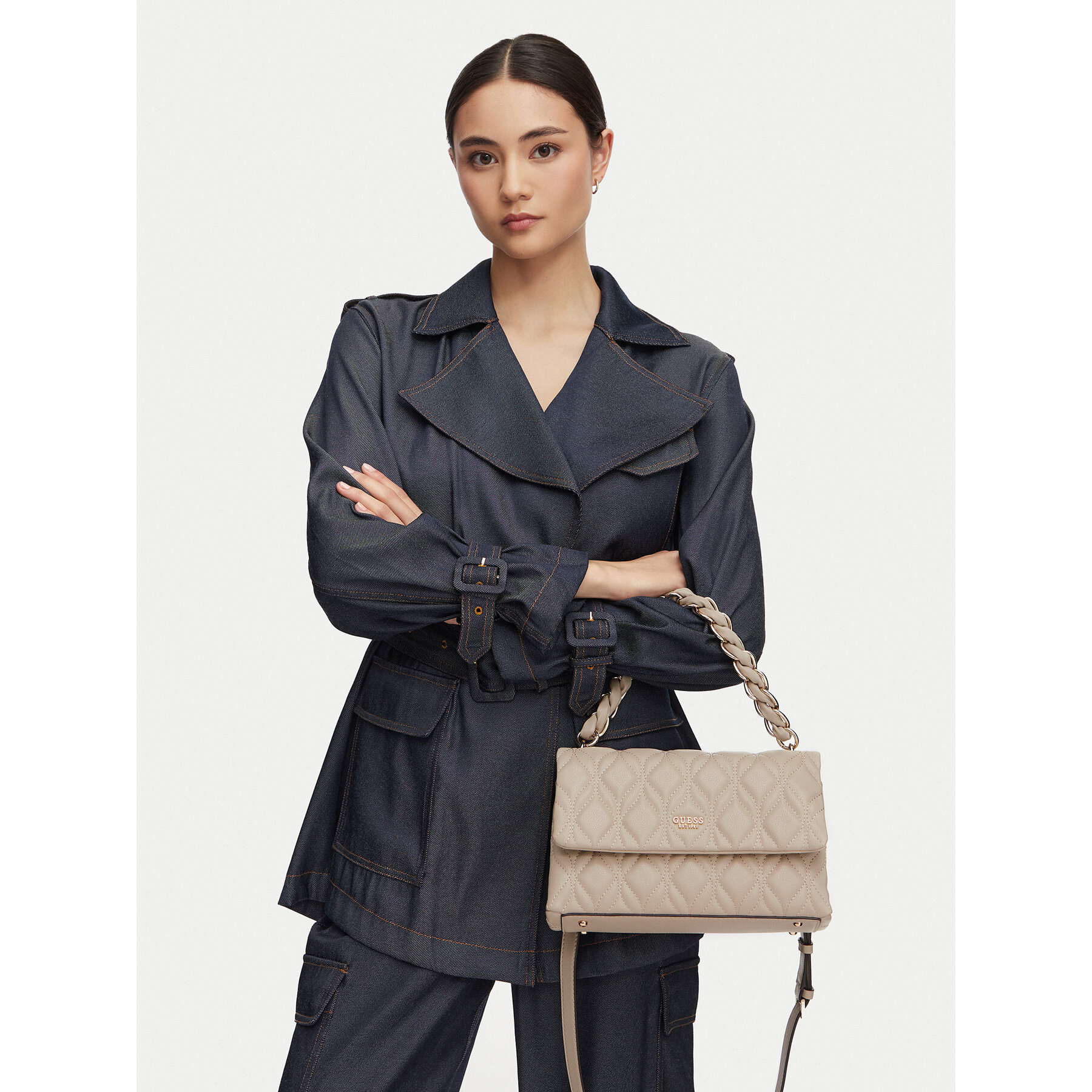 Geantă Guess Maxine HWQG97 33200 Bej deschis