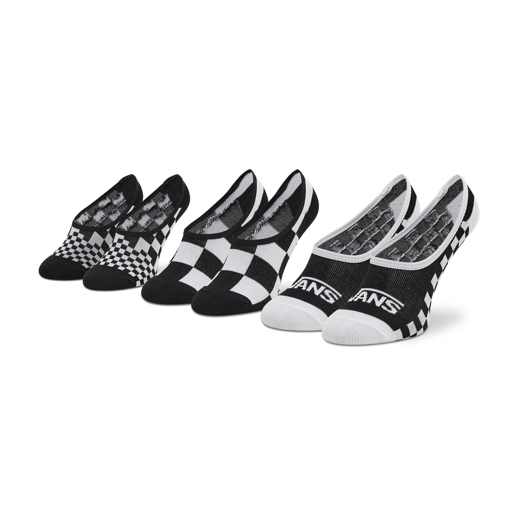 3 pár női bokazokni Vans, Méret: 31.5_36, Fekete, Classic Check VN0A5L6T4481