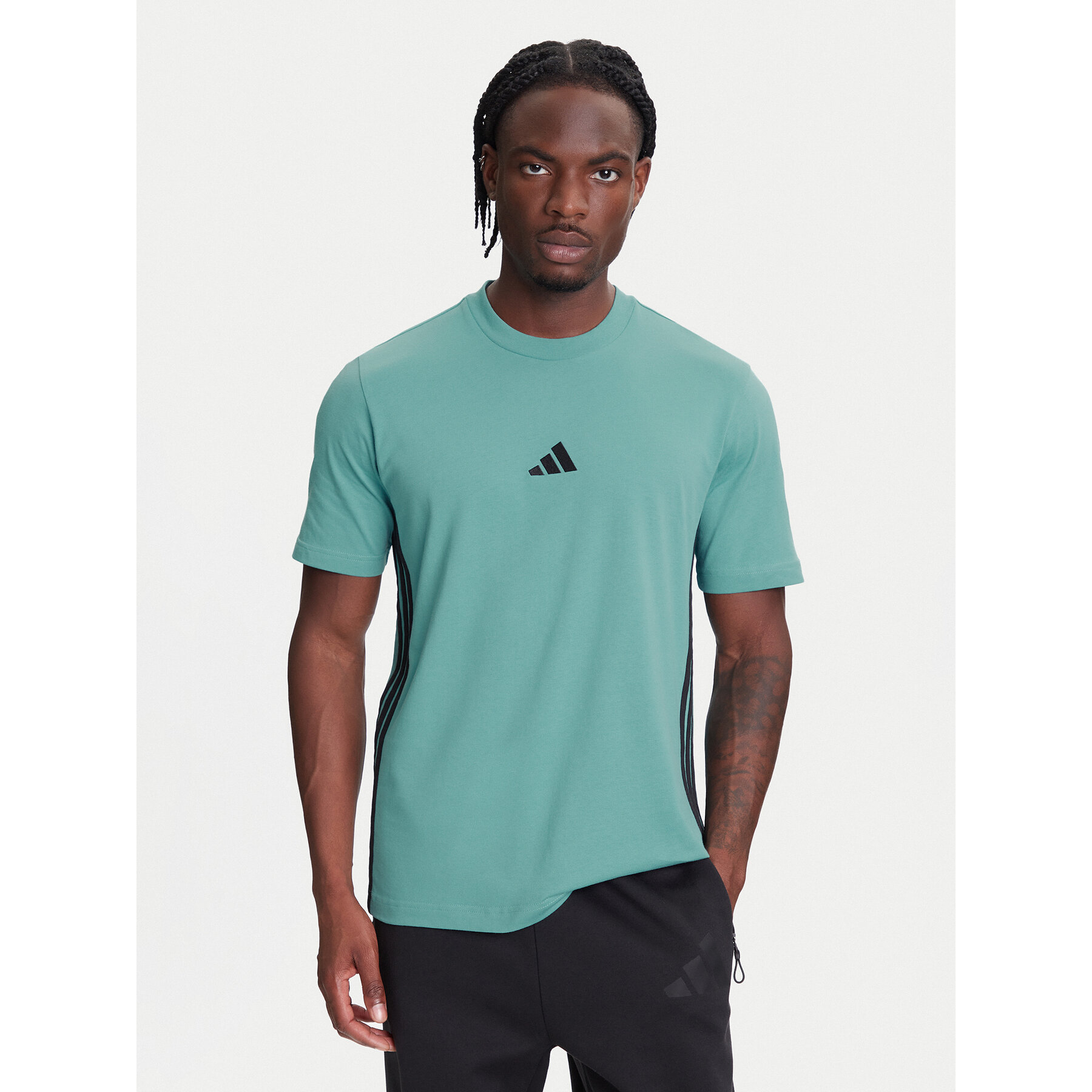 adidas T-shirt Essentials 3-Stripes JX0732 Turchese Regular Fit
