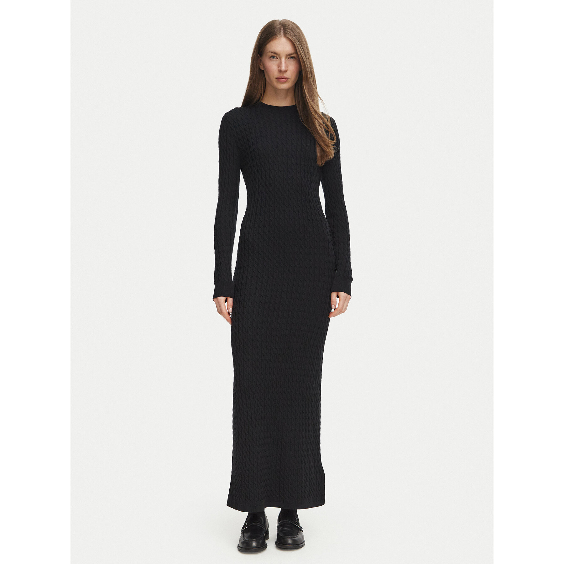Tommy Hilfiger Strickkleid Cable WW0WW52320 Schwarz Slim Fit