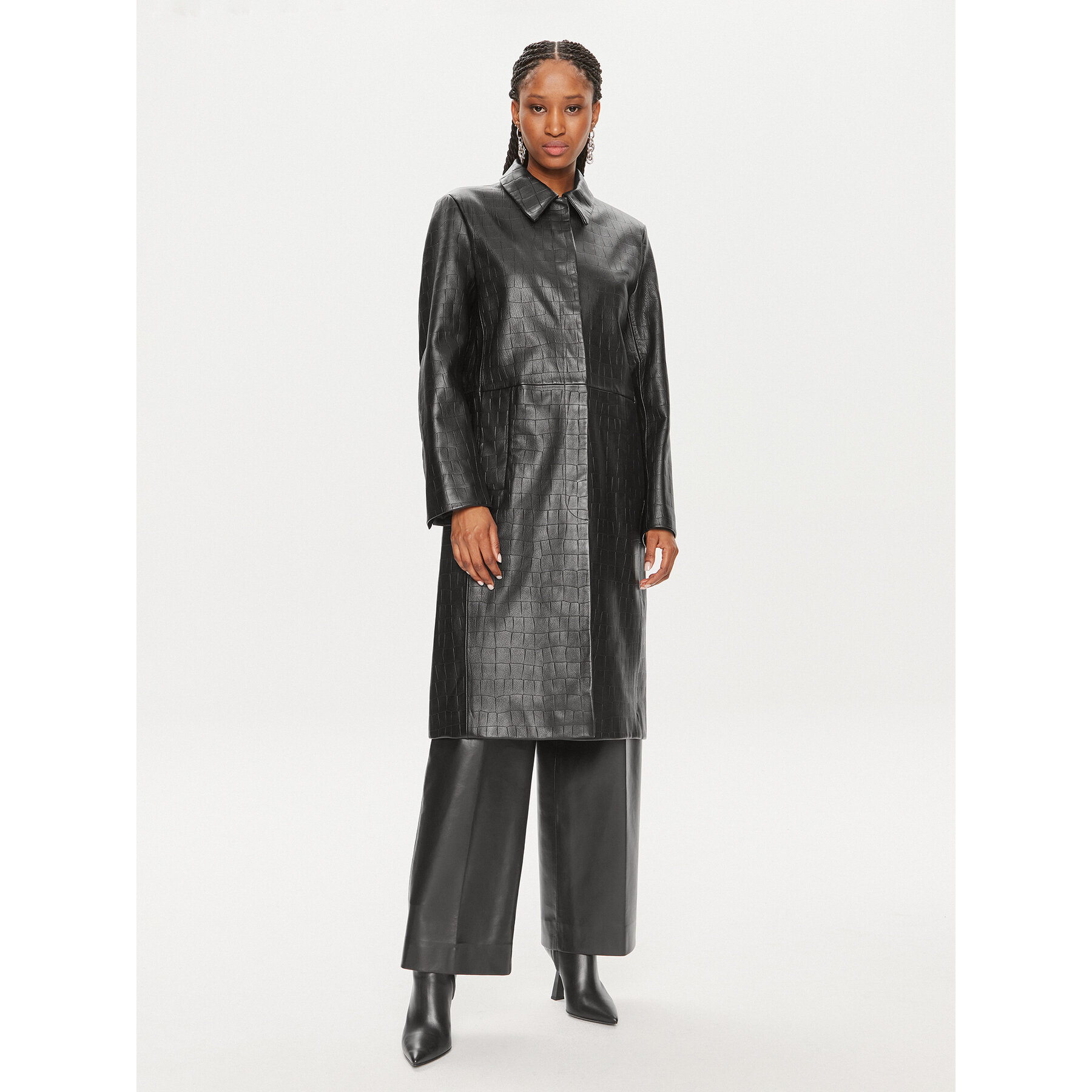 Calvin Klein Leder-Mantel K20K207081 Schwarz Oversize