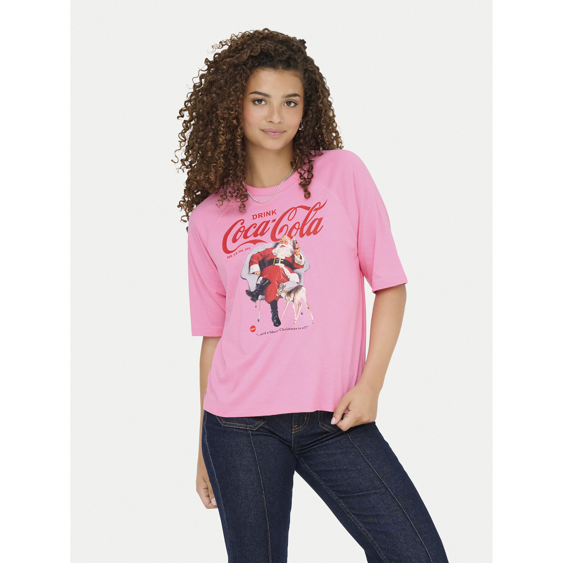 ONLY T-shirt Coca Cola 15355794 Ružičasta Regular Fit