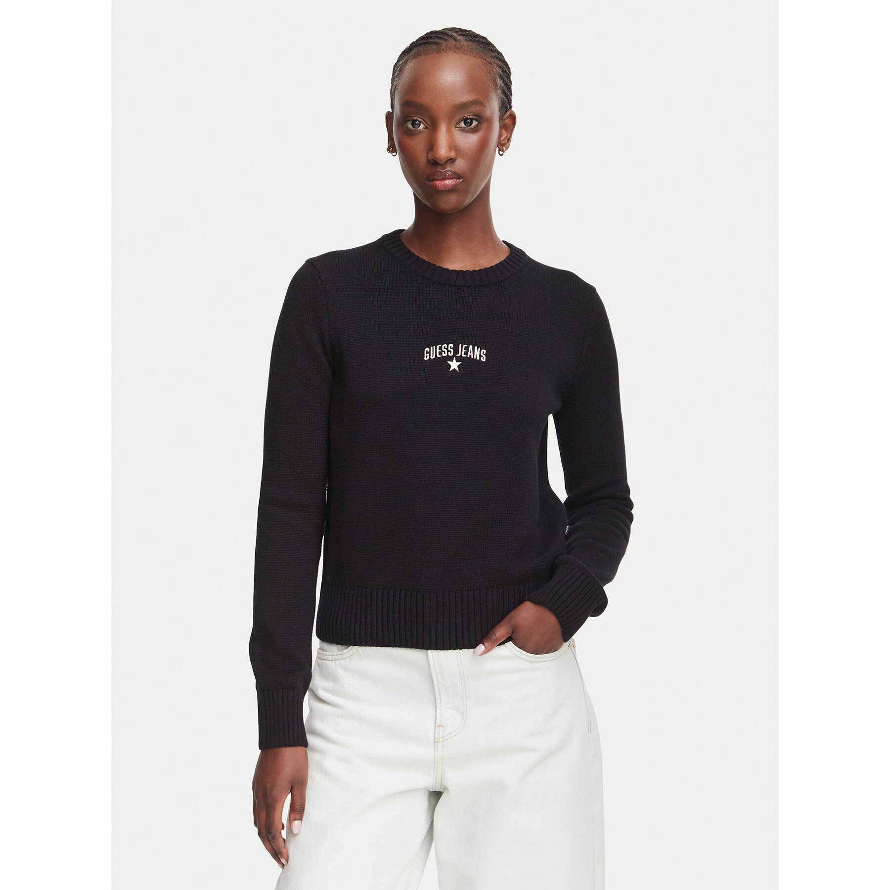 Guess Jeans Pullover W6YR40 Z1074 Schwarz Regular Fit