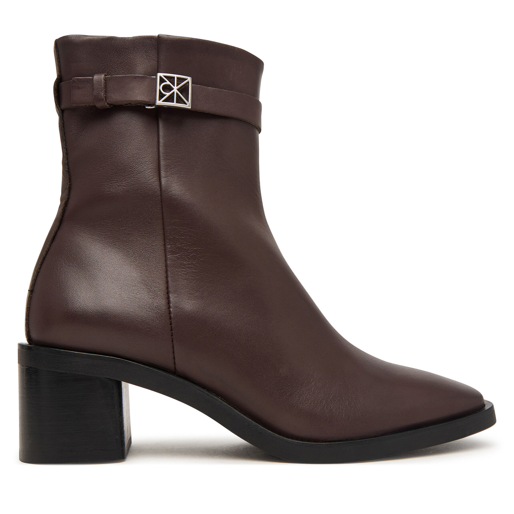 Botine Calvin Klein Block Heel Ank Boot Lth Hdw HW0HW03171 Maro