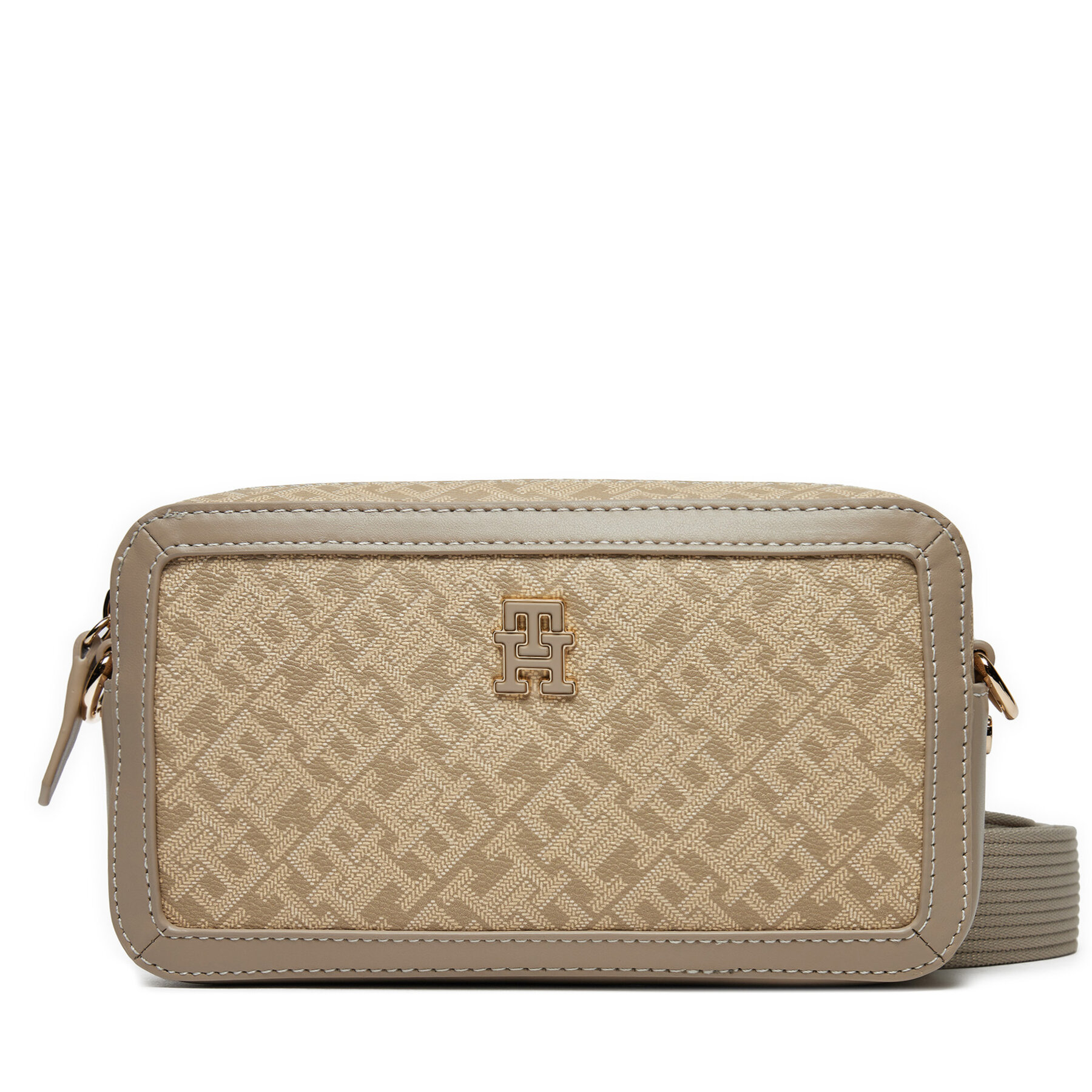 Handväska Tommy Hilfiger Th Monoplay Leather Camera Bag AW0AW16442 Beige