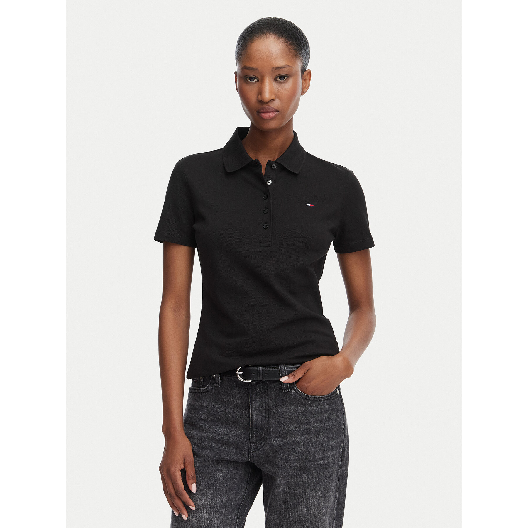 Tommy Jeans Poloshirt Essential DW0DW22820 Schwarz Regular Fit