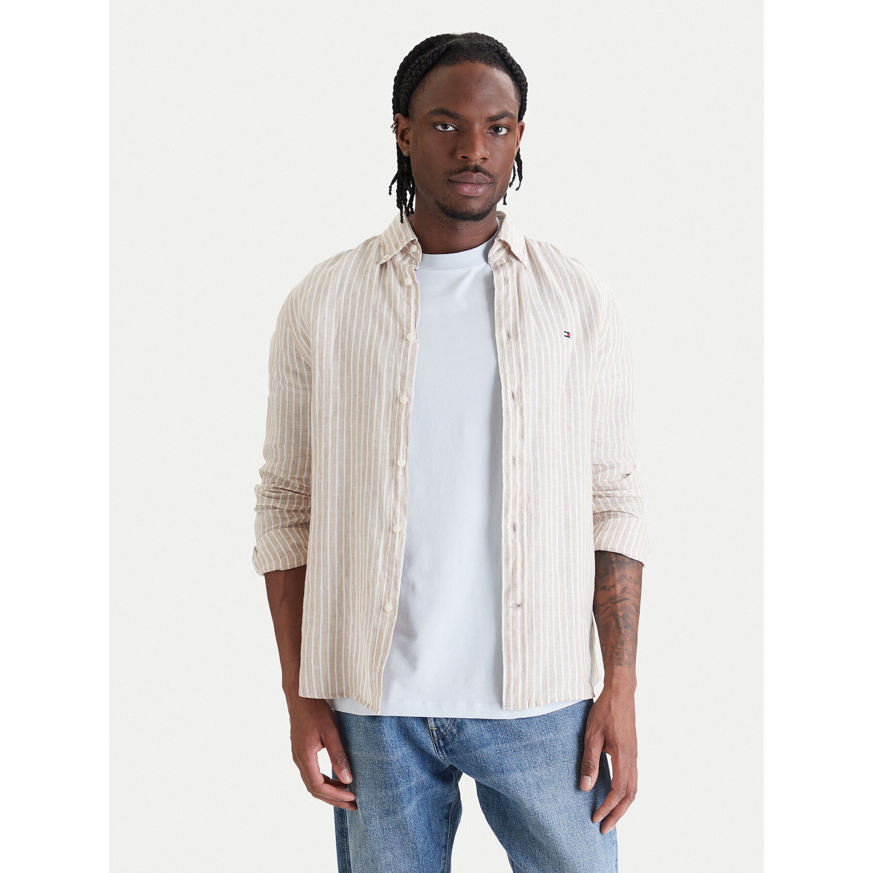 Tommy Hilfiger Hemd Bengal MW0MW42400 Beige Regular Fit