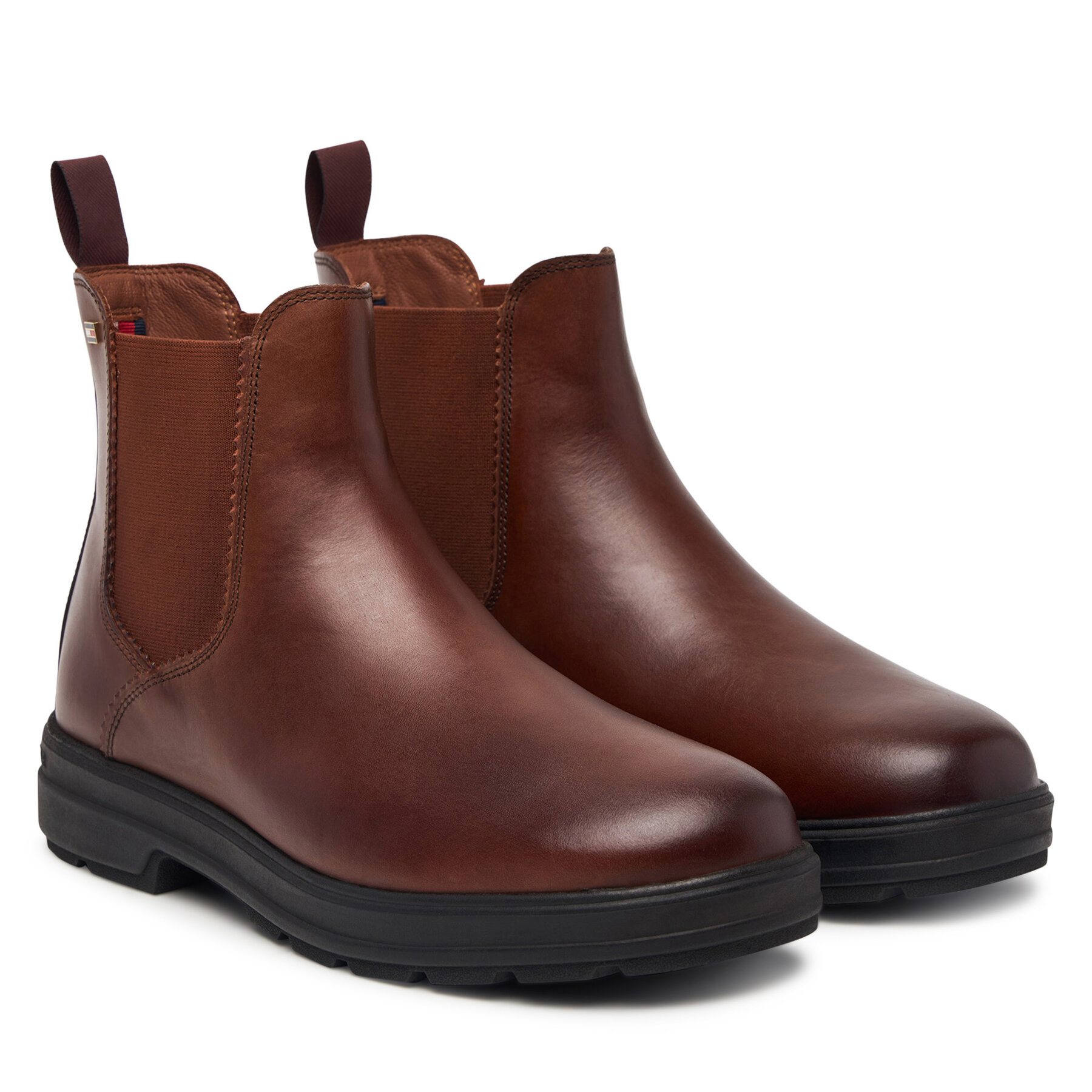 Členková obuv s elastickým prvkom Tommy Hilfiger Th Flag Outdoor Chelsea Boot FW0FW09573 Hnedá