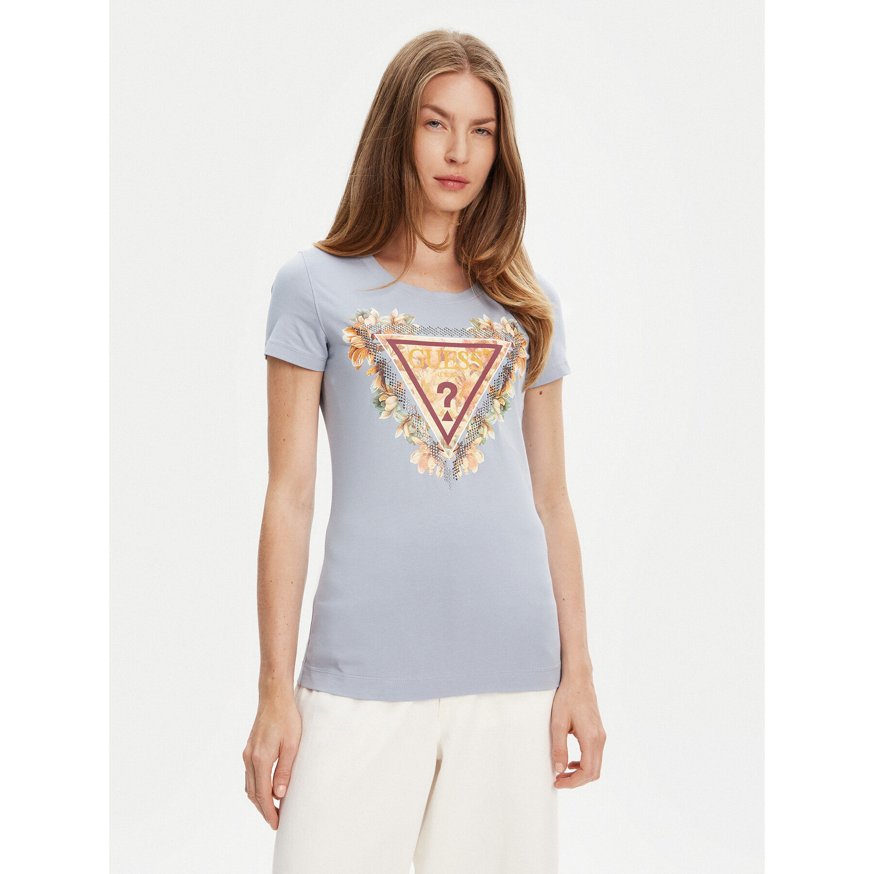 Guess T-Shirt W5YI08 J1314 Μπλε Regular Fit