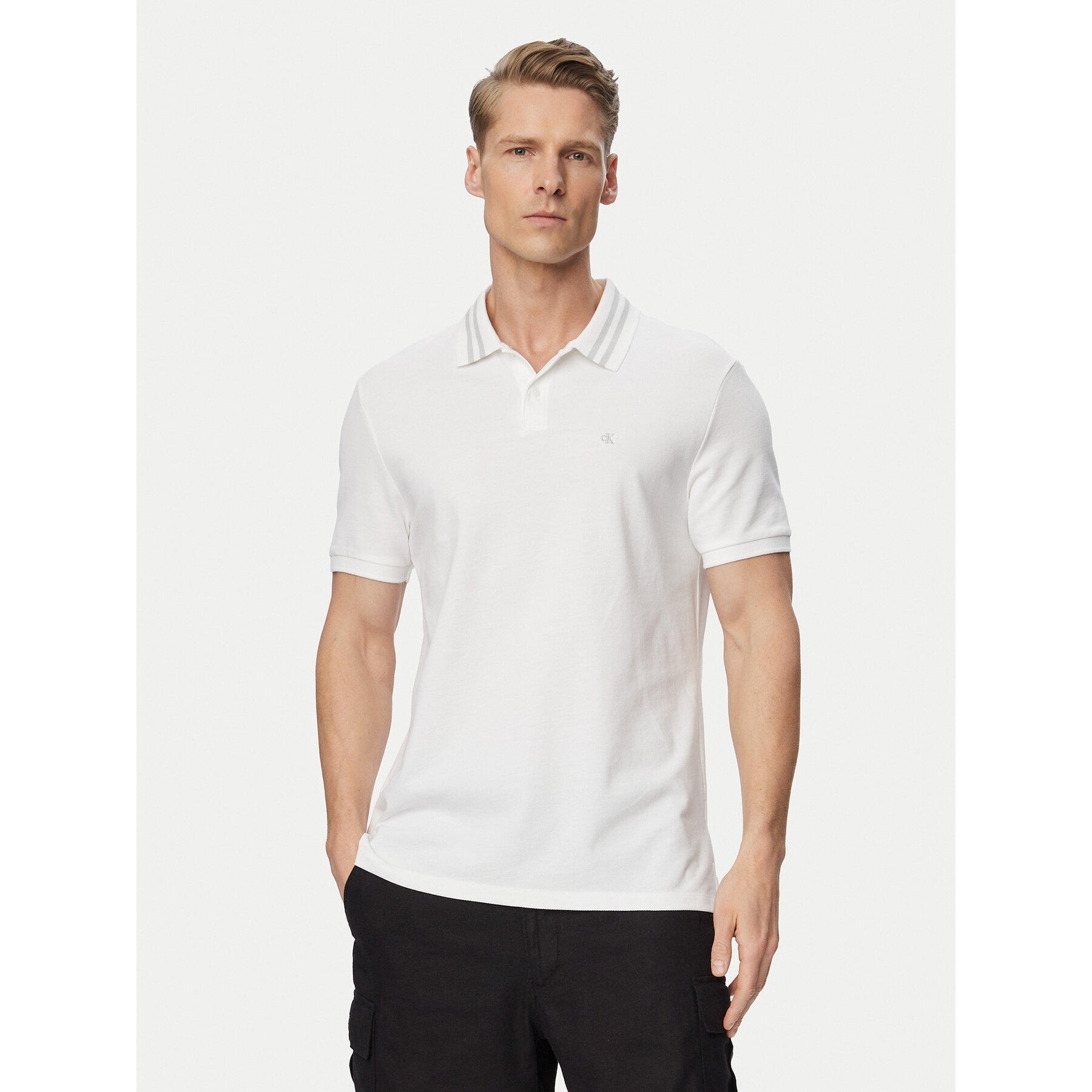 Calvin Klein Jeans Poloshirt Monogram LV04RC276G Weiß Slim Fit