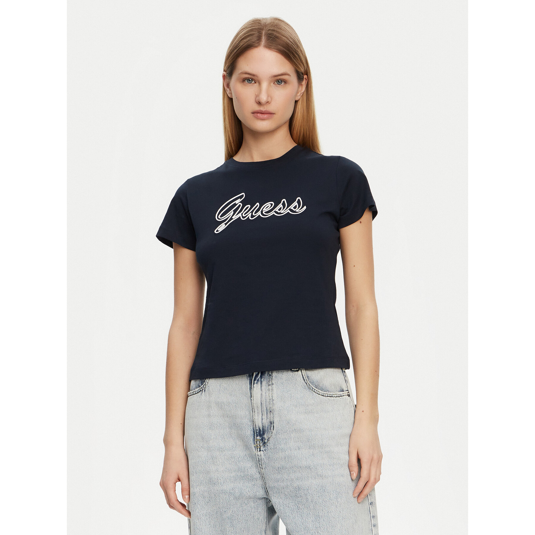 Guess T-Shirt V5GI02 K9RM1 Blu Scuro Slim Fit