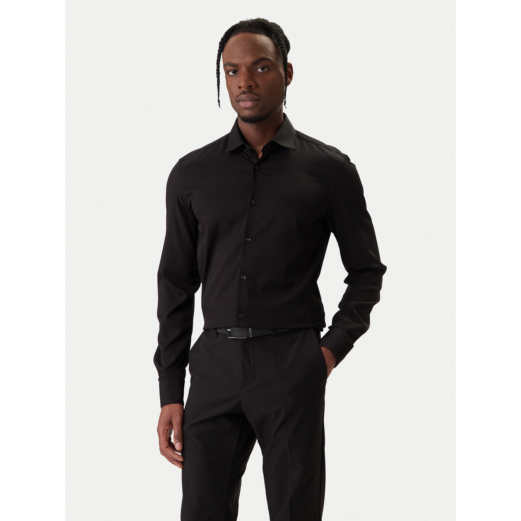 HUGO Hemd Kenno 50551242 Schwarz Slim Fit
