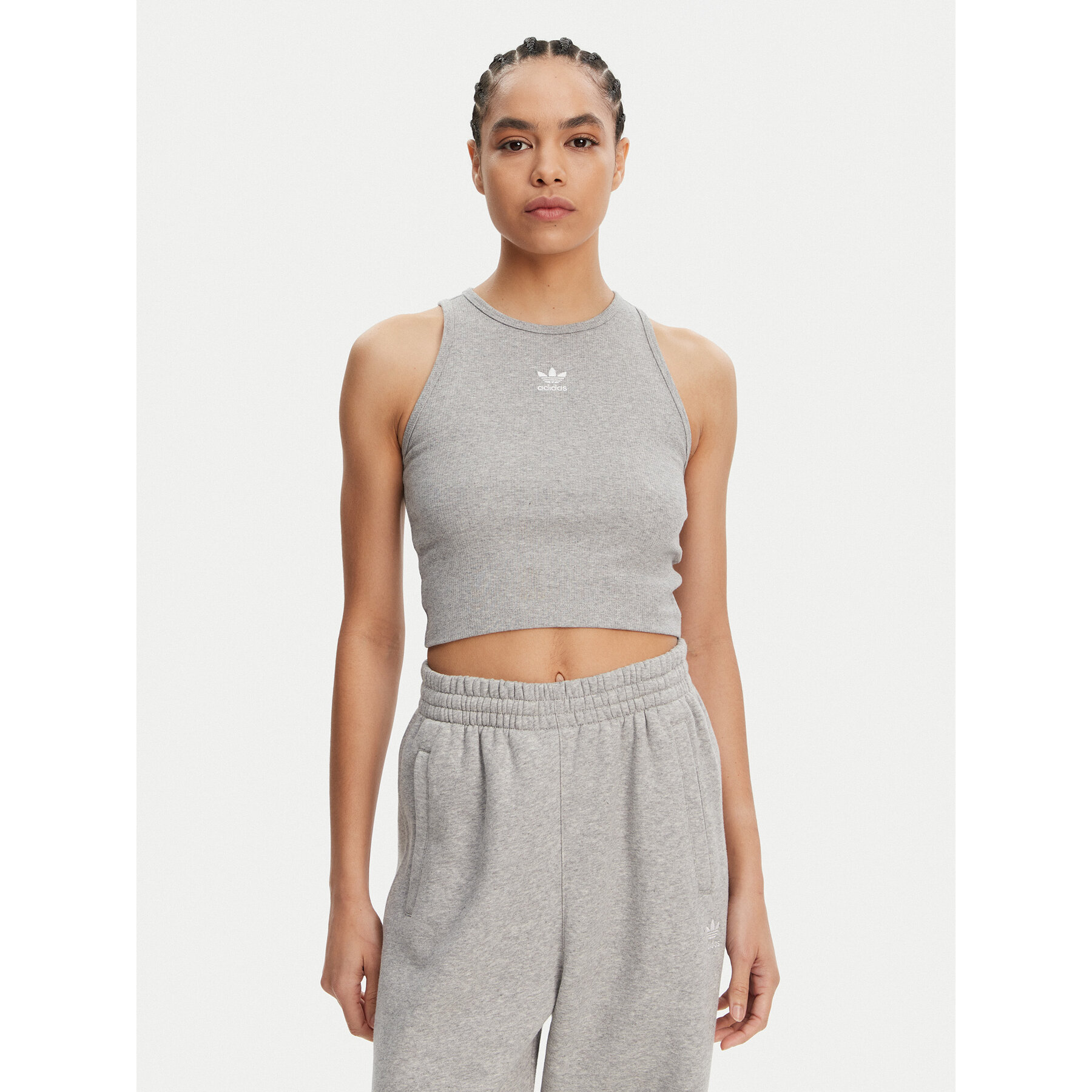 adidas Τοπ Essentials IY9649 Γκρι Slim Fit