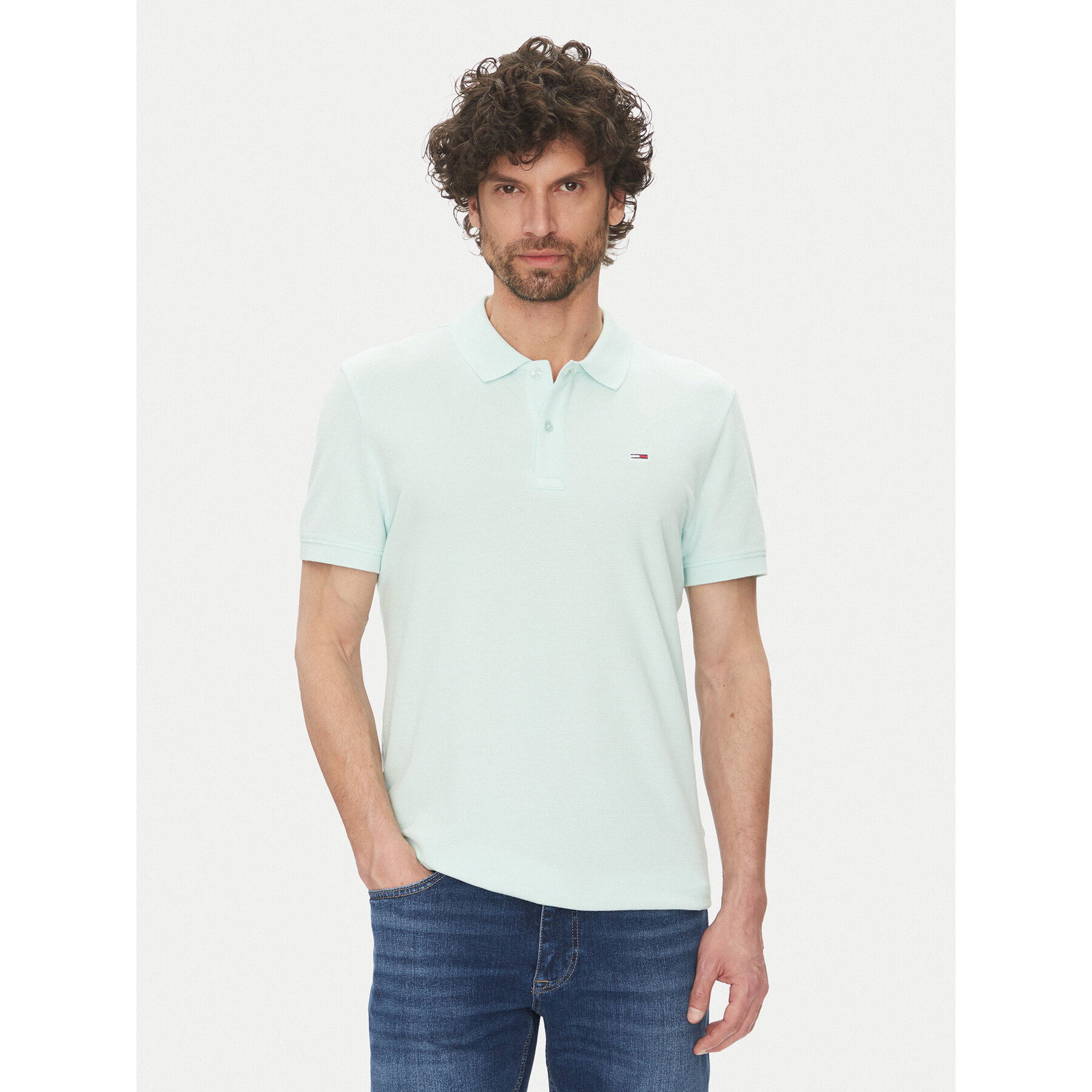 Tommy Jeans Pólóing DM0DM20226 Zöld Slim Fit