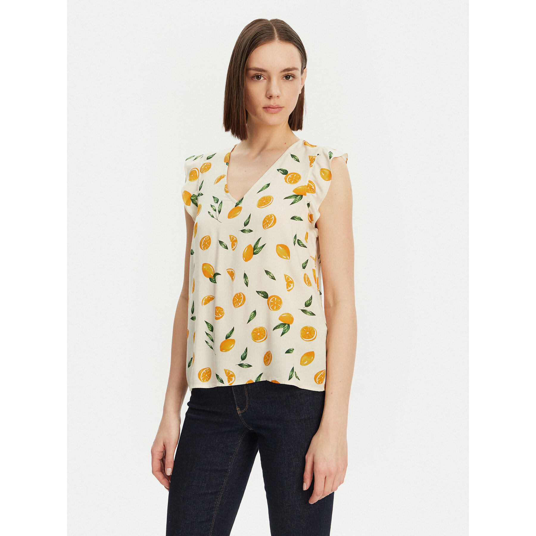Pieces Bluse Nya 17147804 Écru Regular Fit