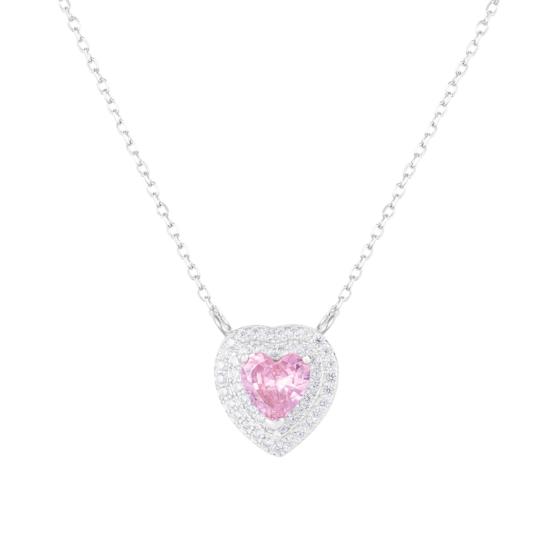  Nyaklánc ICED STUFF Love Heart Pink Fehérarany akciós termékkép 1