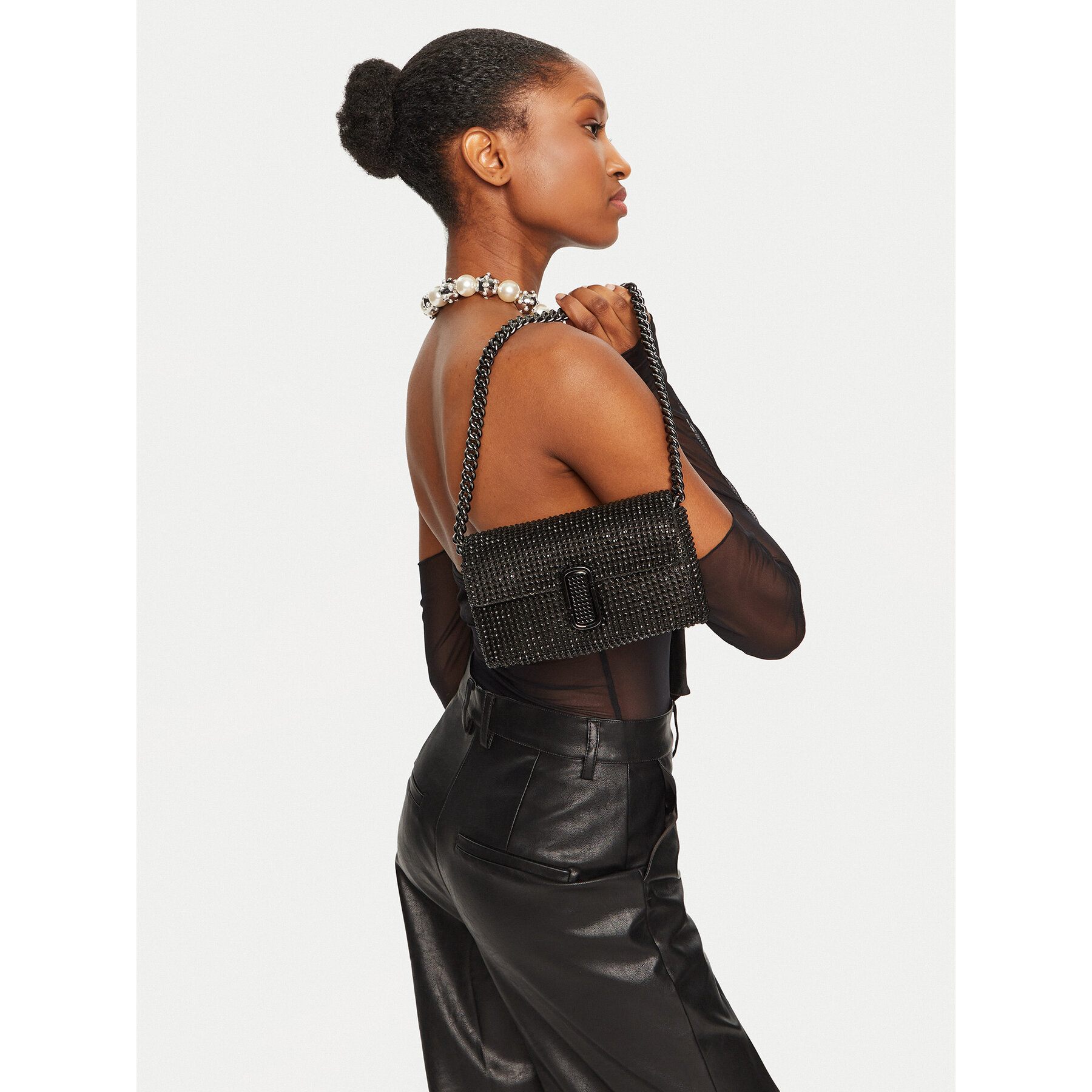 Τσάντα Marc Jacobs The Rhinestone J Marc Mini Shoulder Bag H912M06RE22 Μαύρο