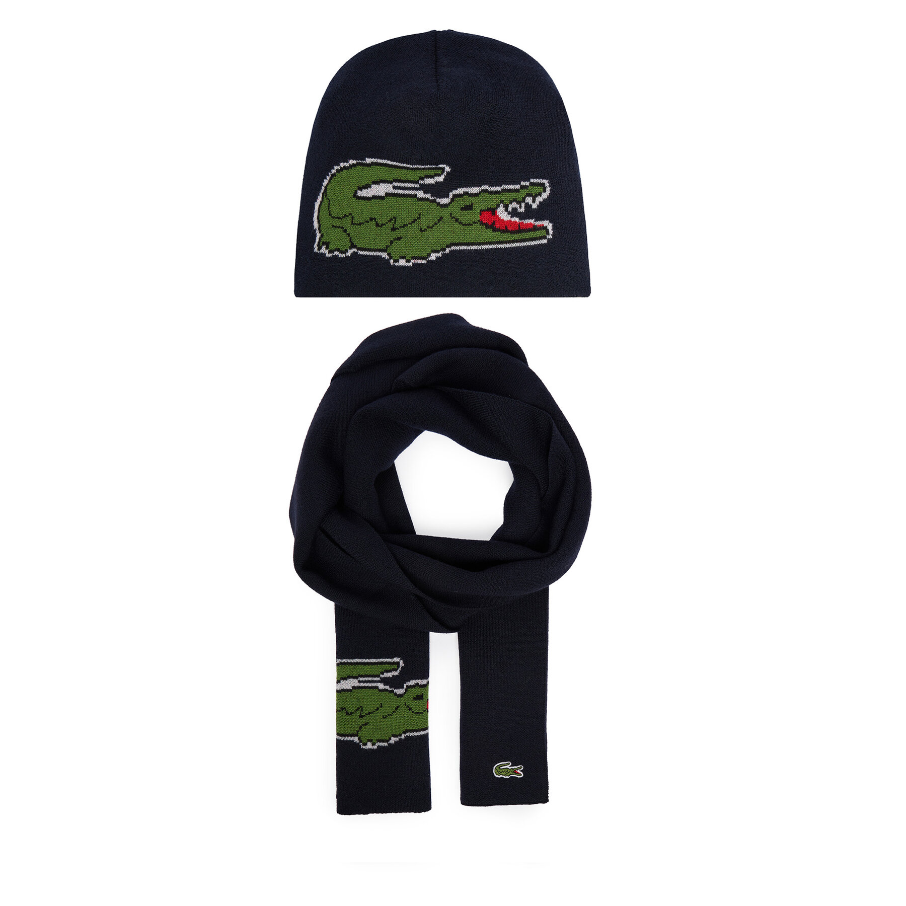 Set šal i kapa Lacoste RB1515-00 Tamnoplava