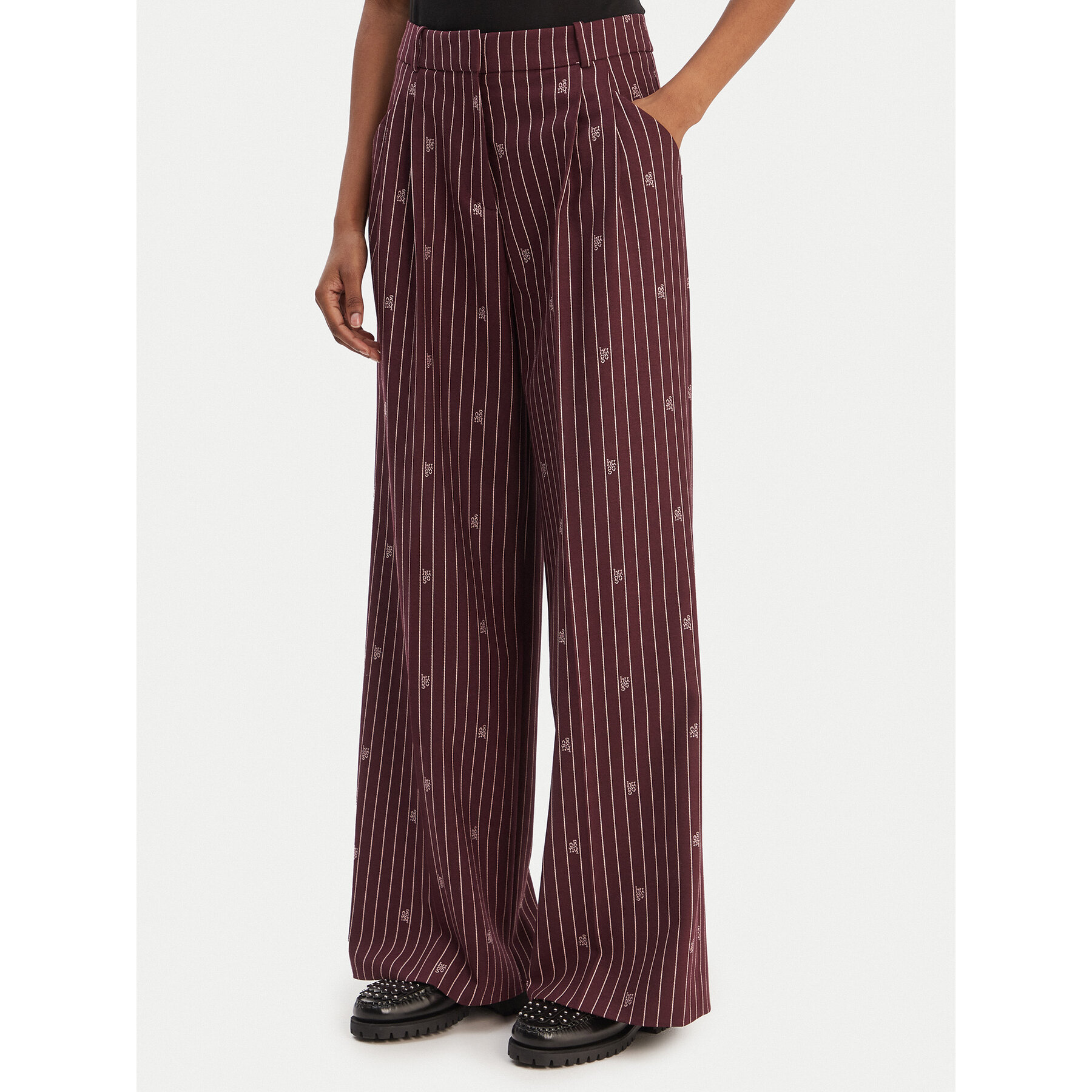 HUGO Stoffhose Haviri 50554419 Dunkelrot Relaxed Fit