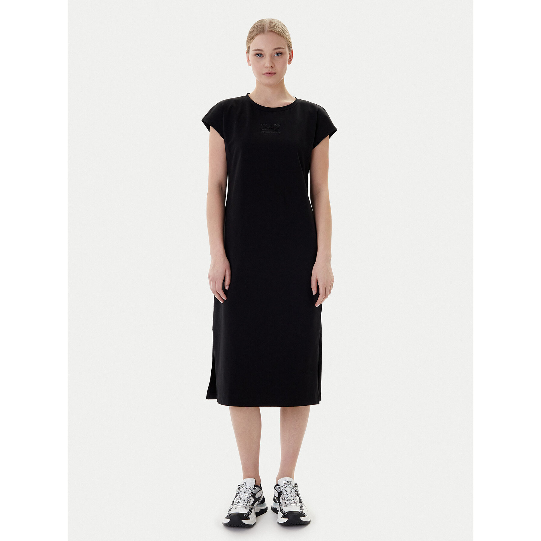 EA7 Emporio Armani Kleid für den Alltag 7W000957 AF12484 MC043 Schwarz Regular Fit