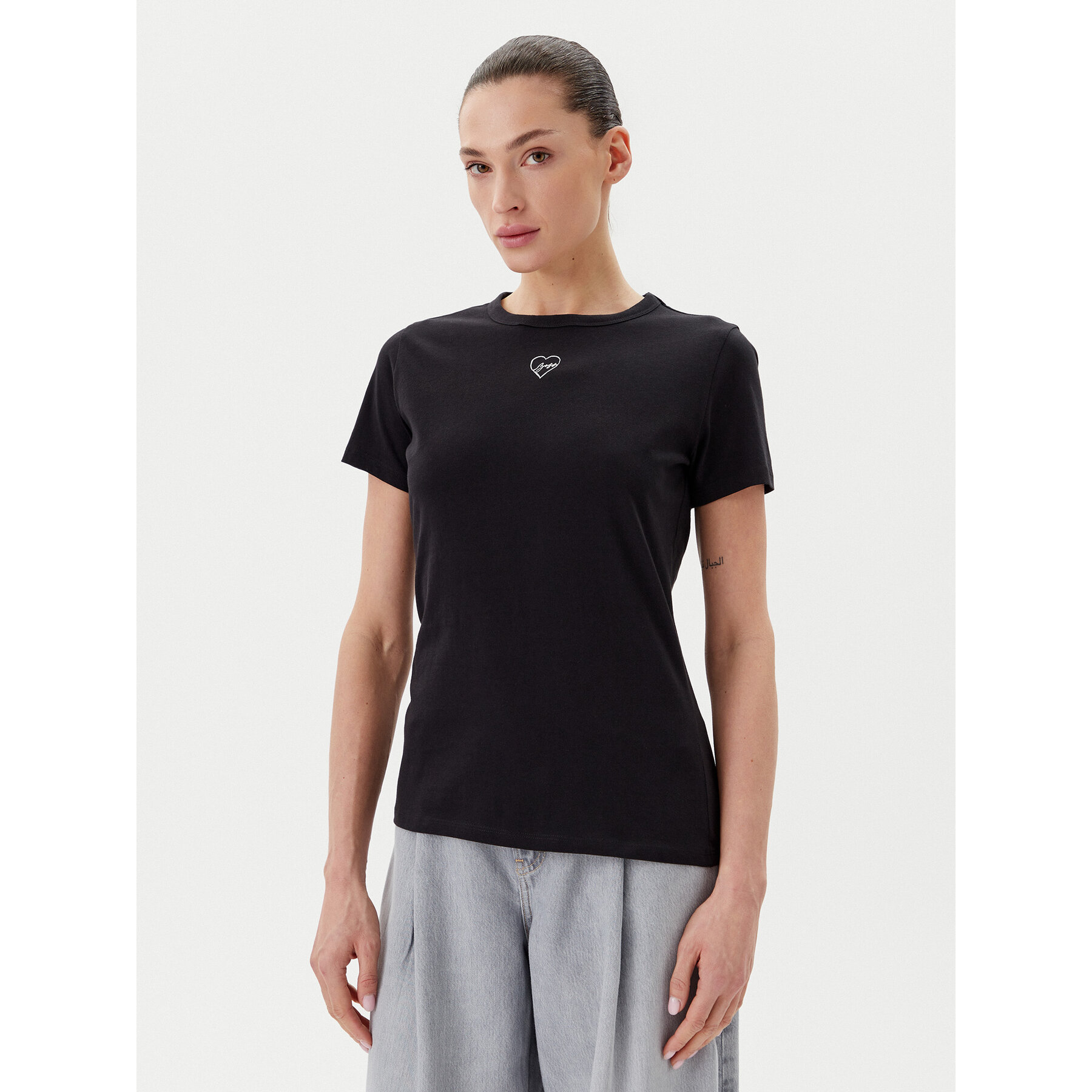 BOSS Póló C_Elogo_21 50540260 Fekete Slim Fit