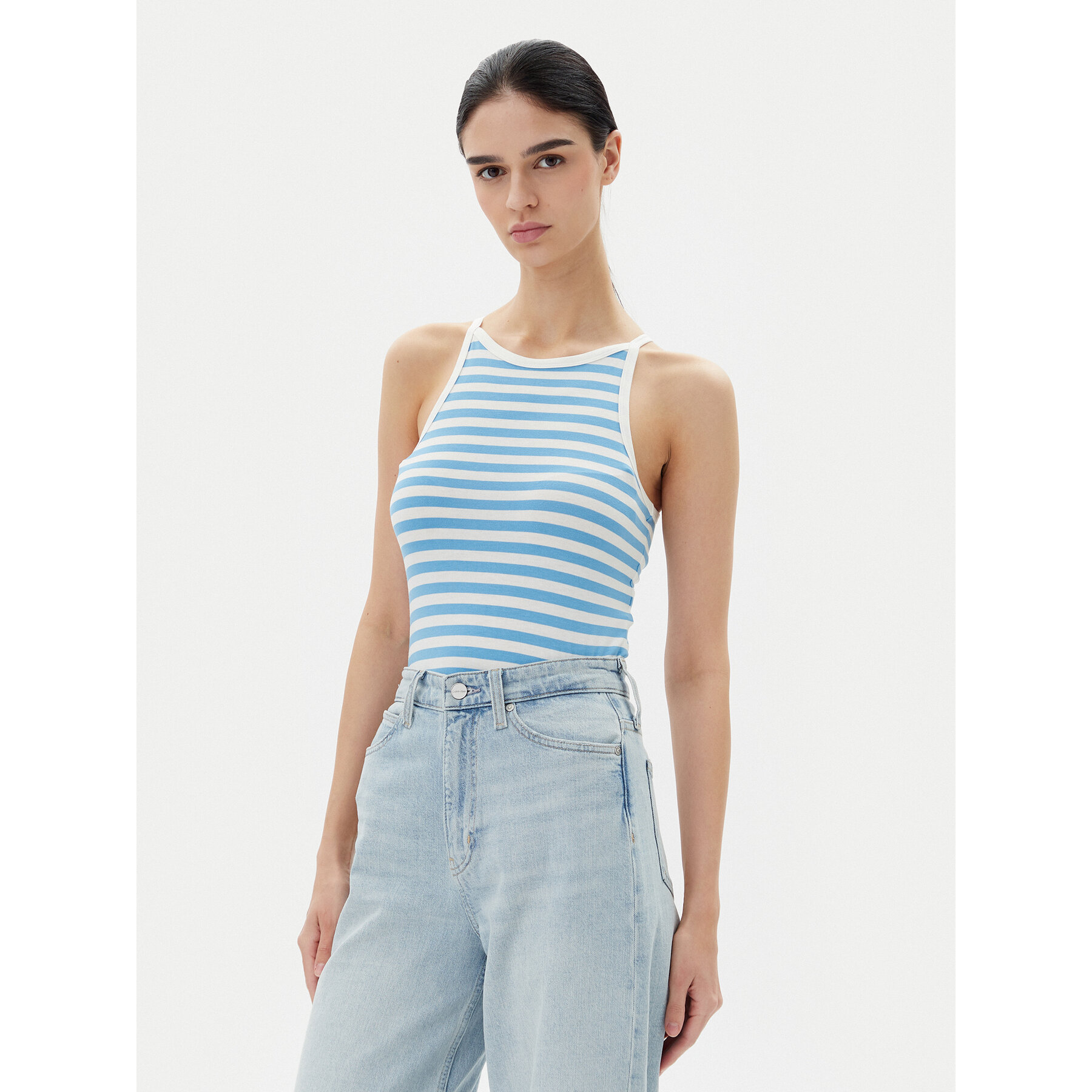 Pieces Felső Jane 17155477 Kék Slim Fit