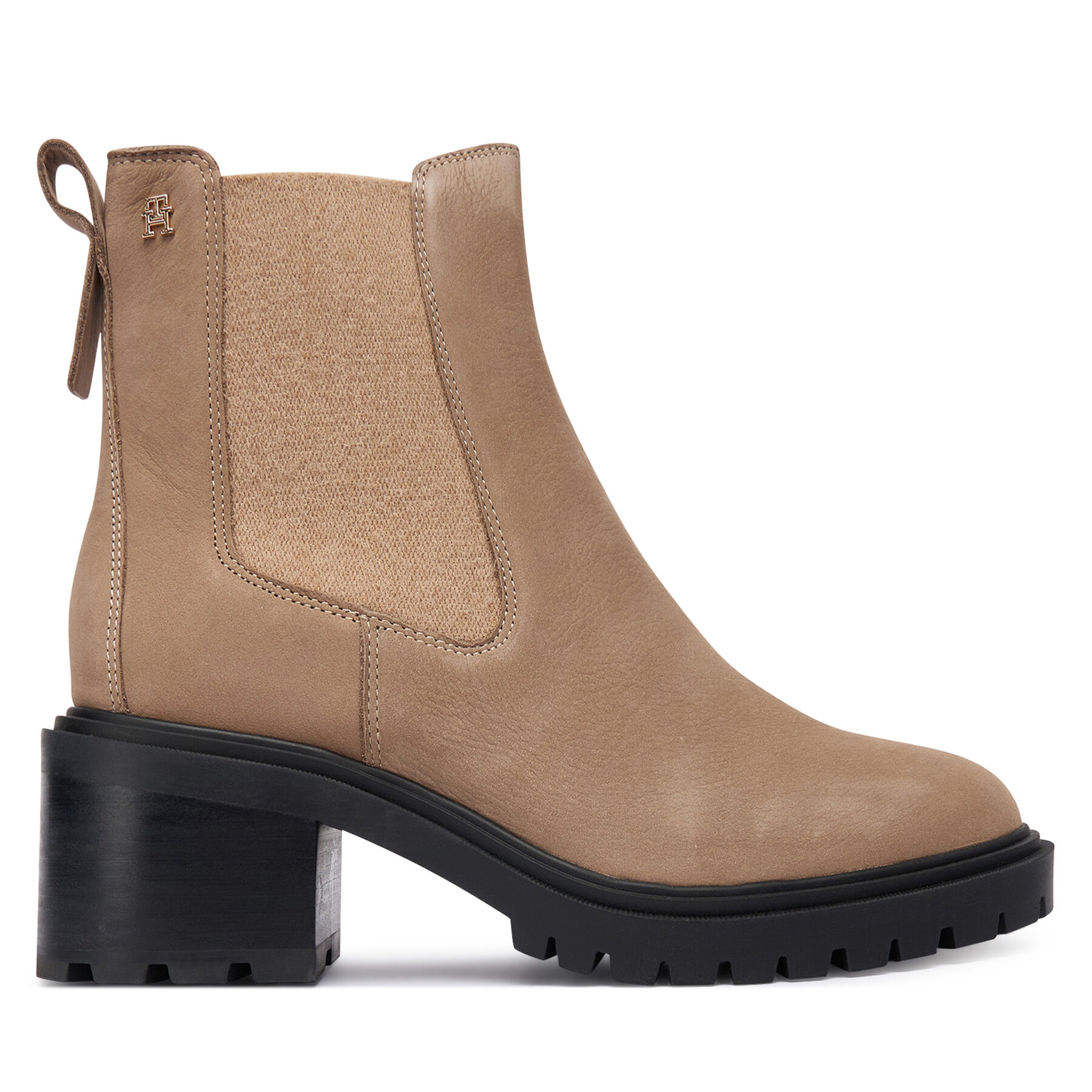 Čizme Tommy Hilfiger Th Nubuck Chelsea Cleated Heel FW0FW09158 Bež