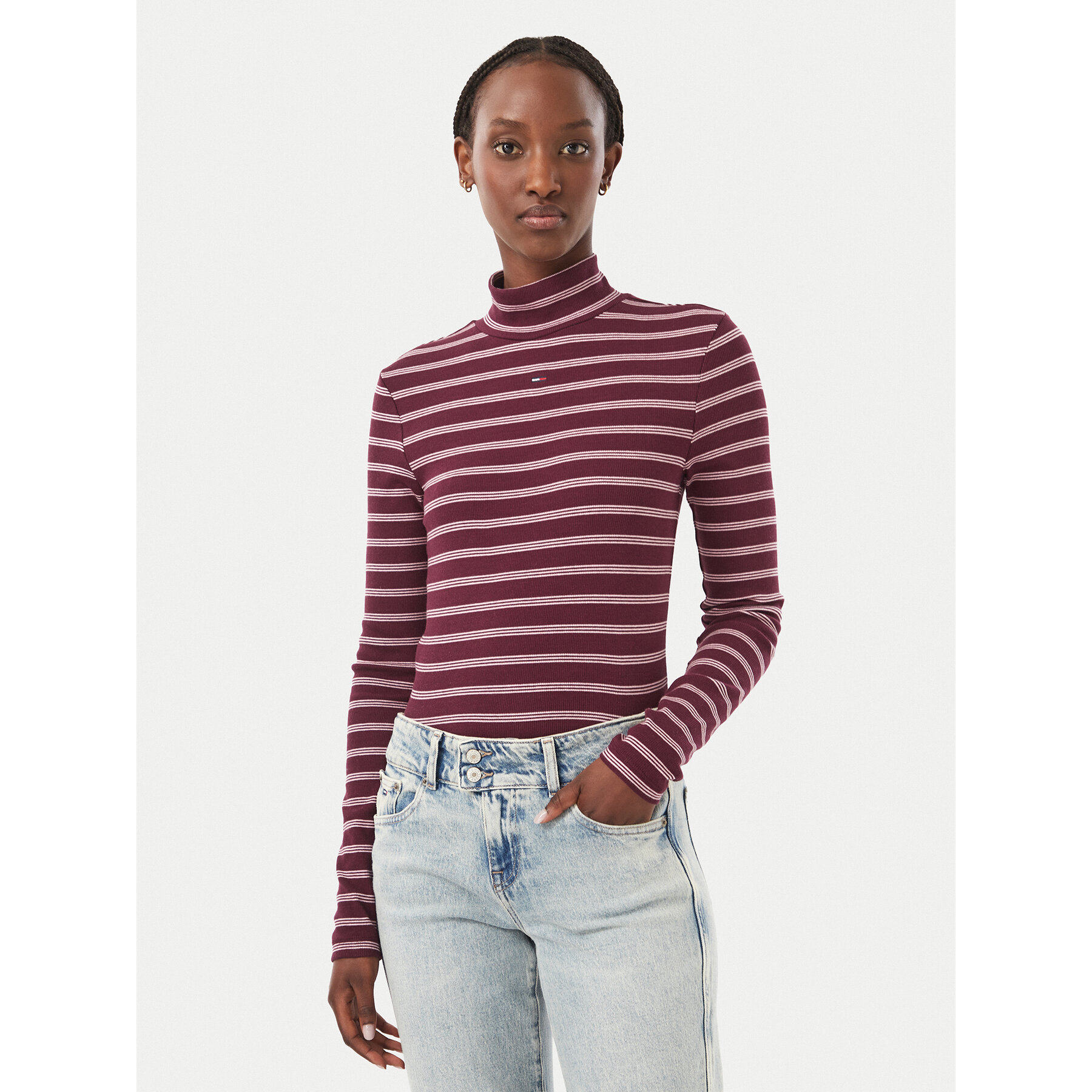 Tommy Jeans Bluse Essential DW0DW19830 Violett Slim Fit