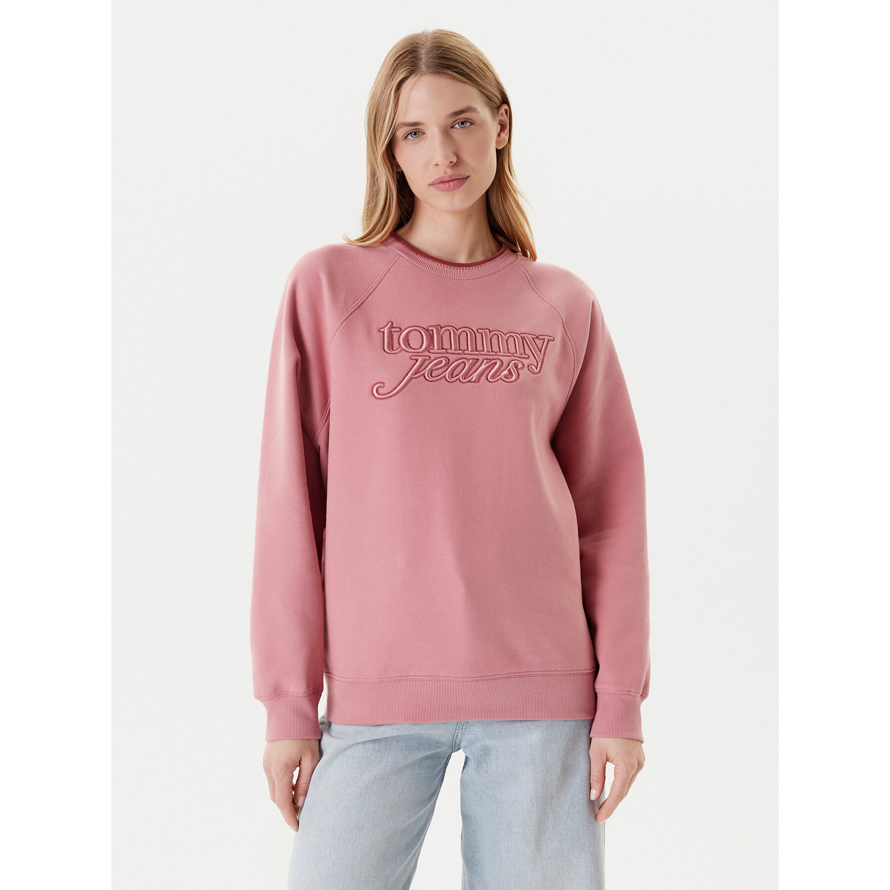 Tommy Jeans Sweatshirt Script DW0DW21196 Rosa Regular Fit