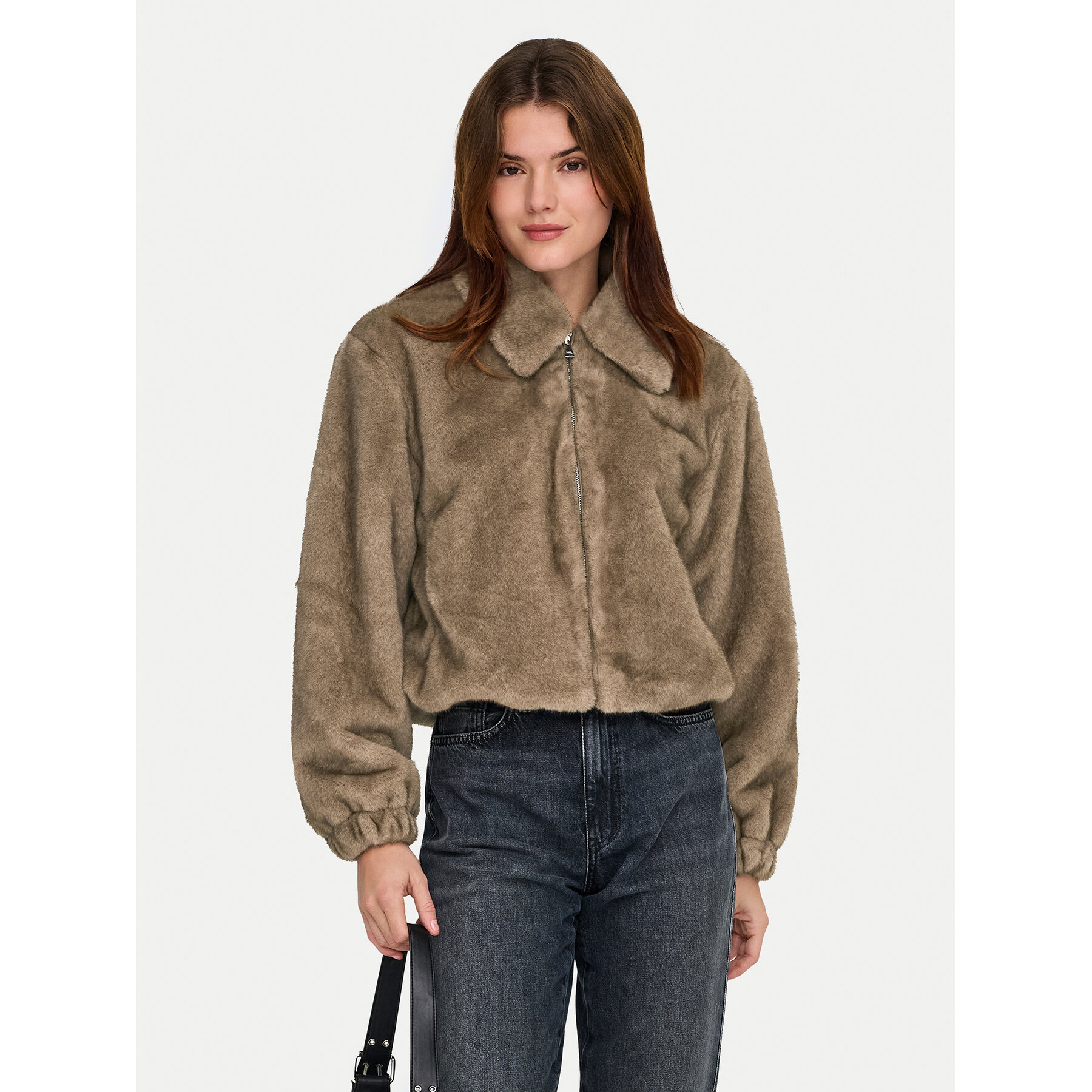 ONLY Pelzmantel Madelina 15373155 Beige Regular Fit