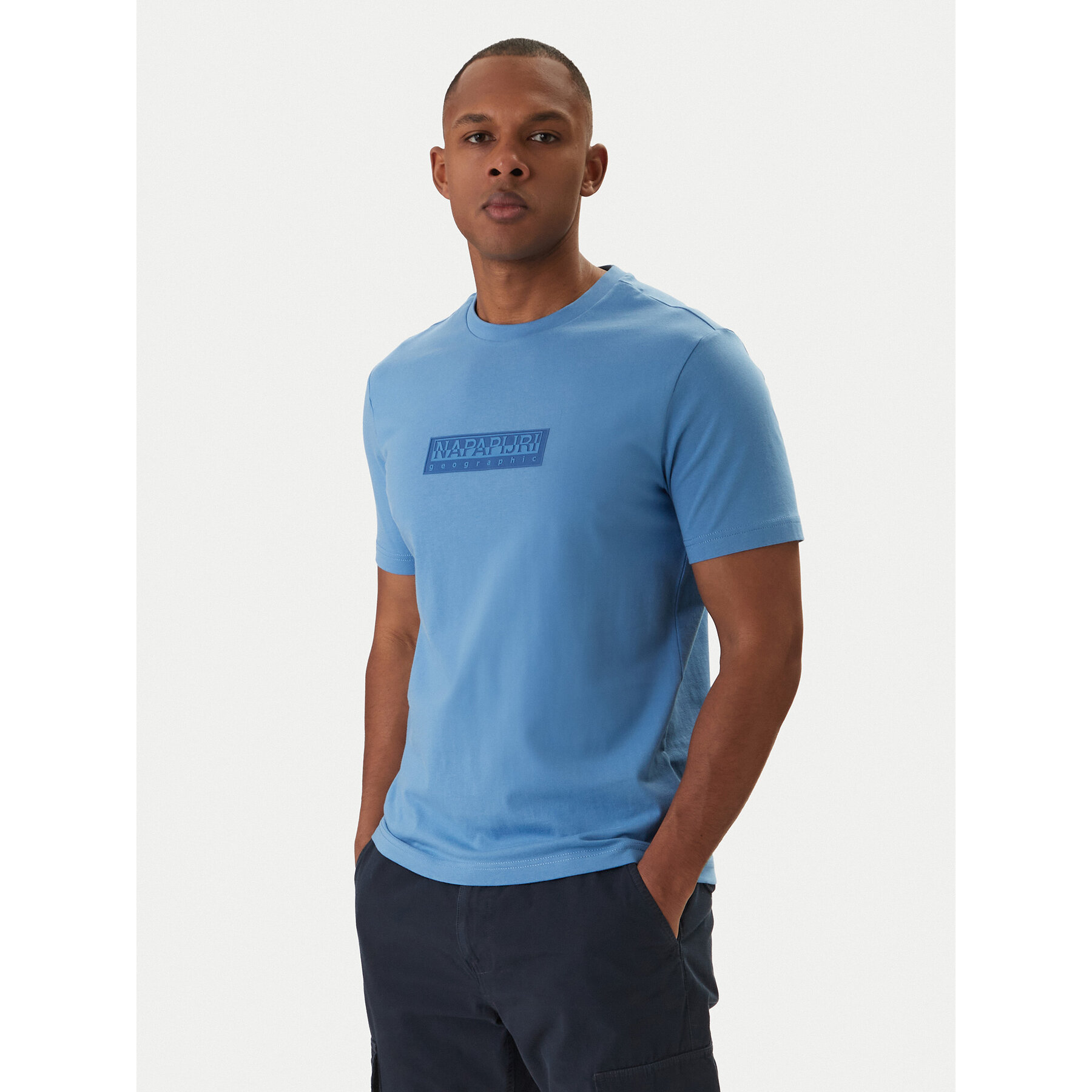 Napapijri Camiseta S-Box Logo NP0A4IFL Azul Regular Fit