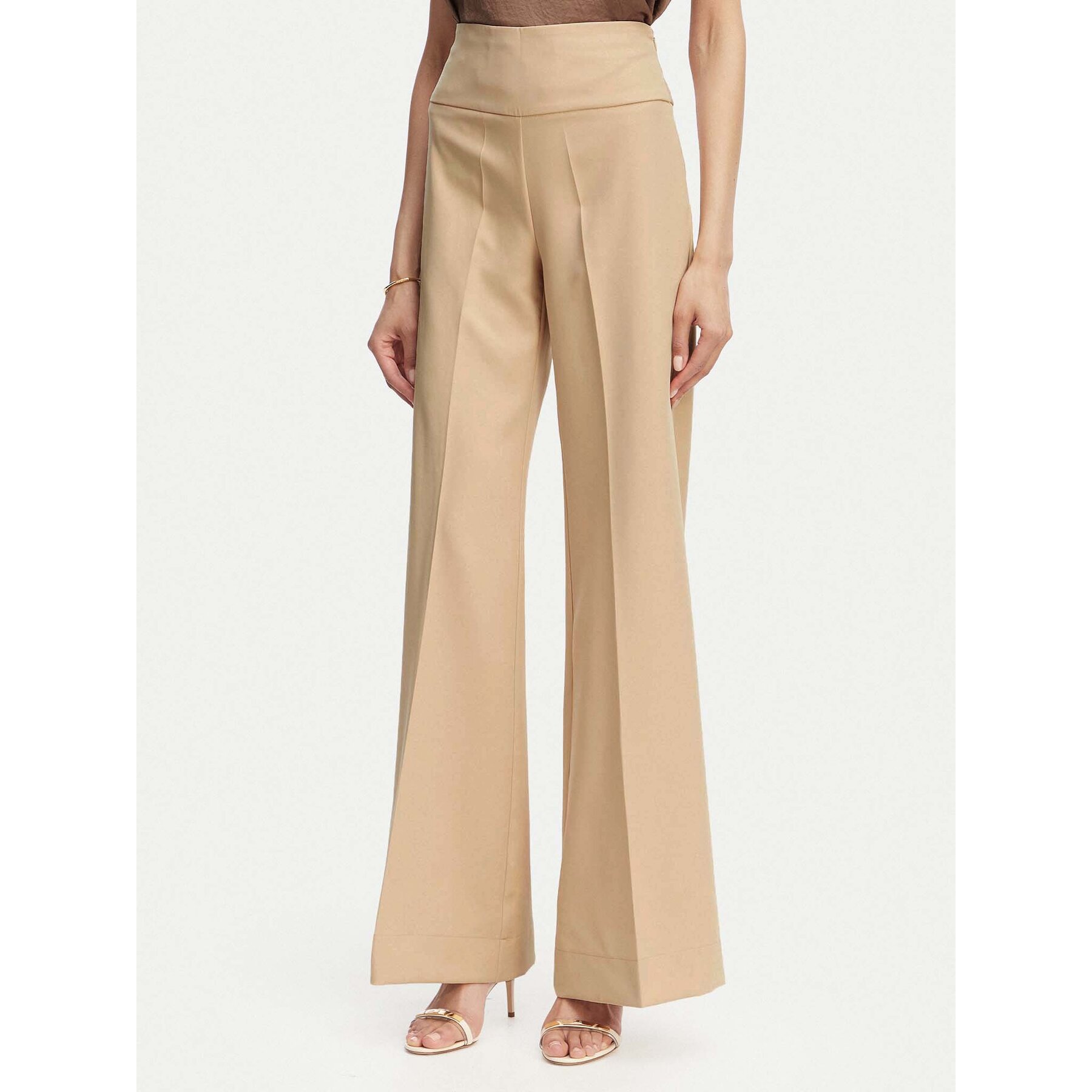 ACCESS FASHION Stoffhose 63-5022-135 Beige Flare Fit