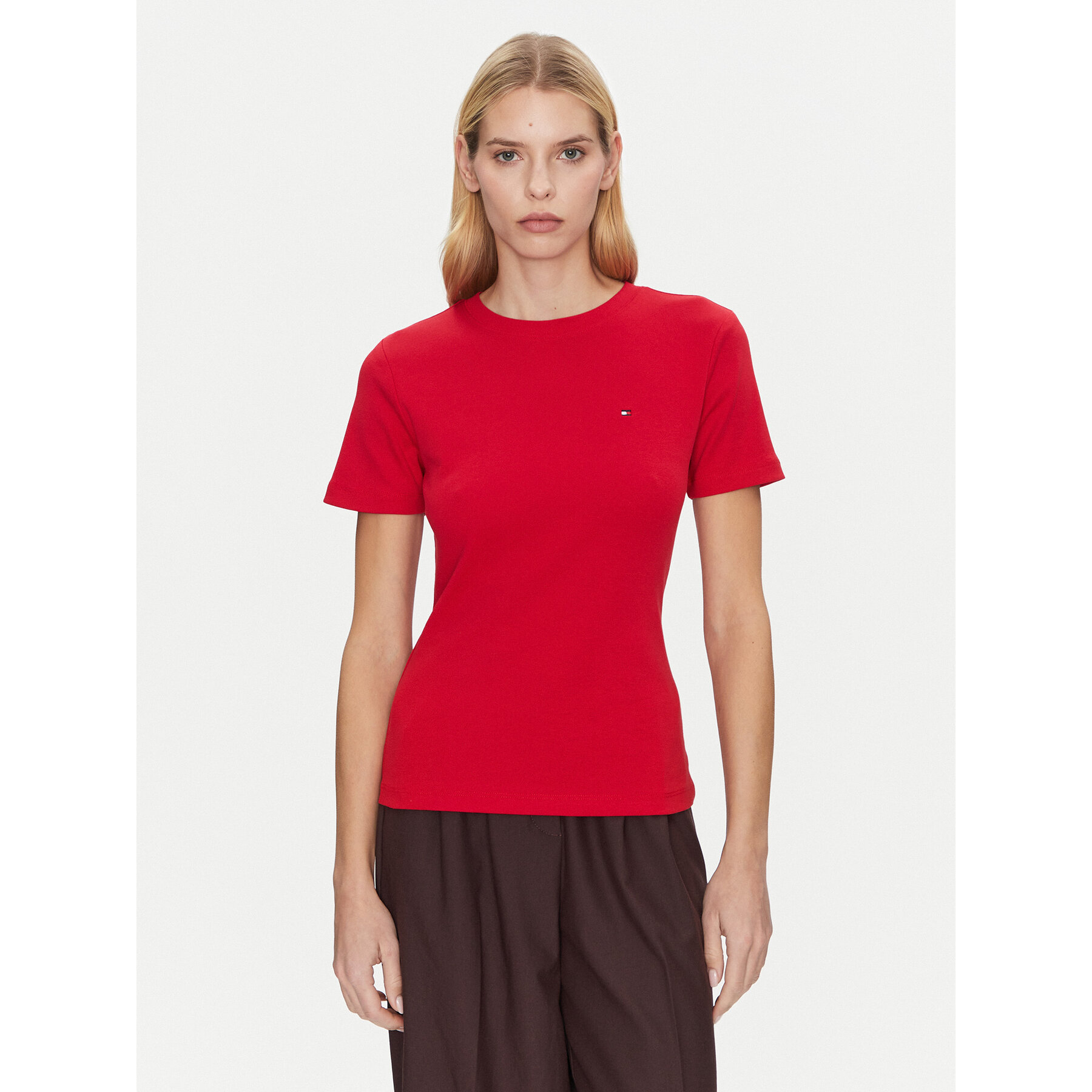 Tommy Hilfiger Póló New Cody WW0WW40587 Piros Slim Fit