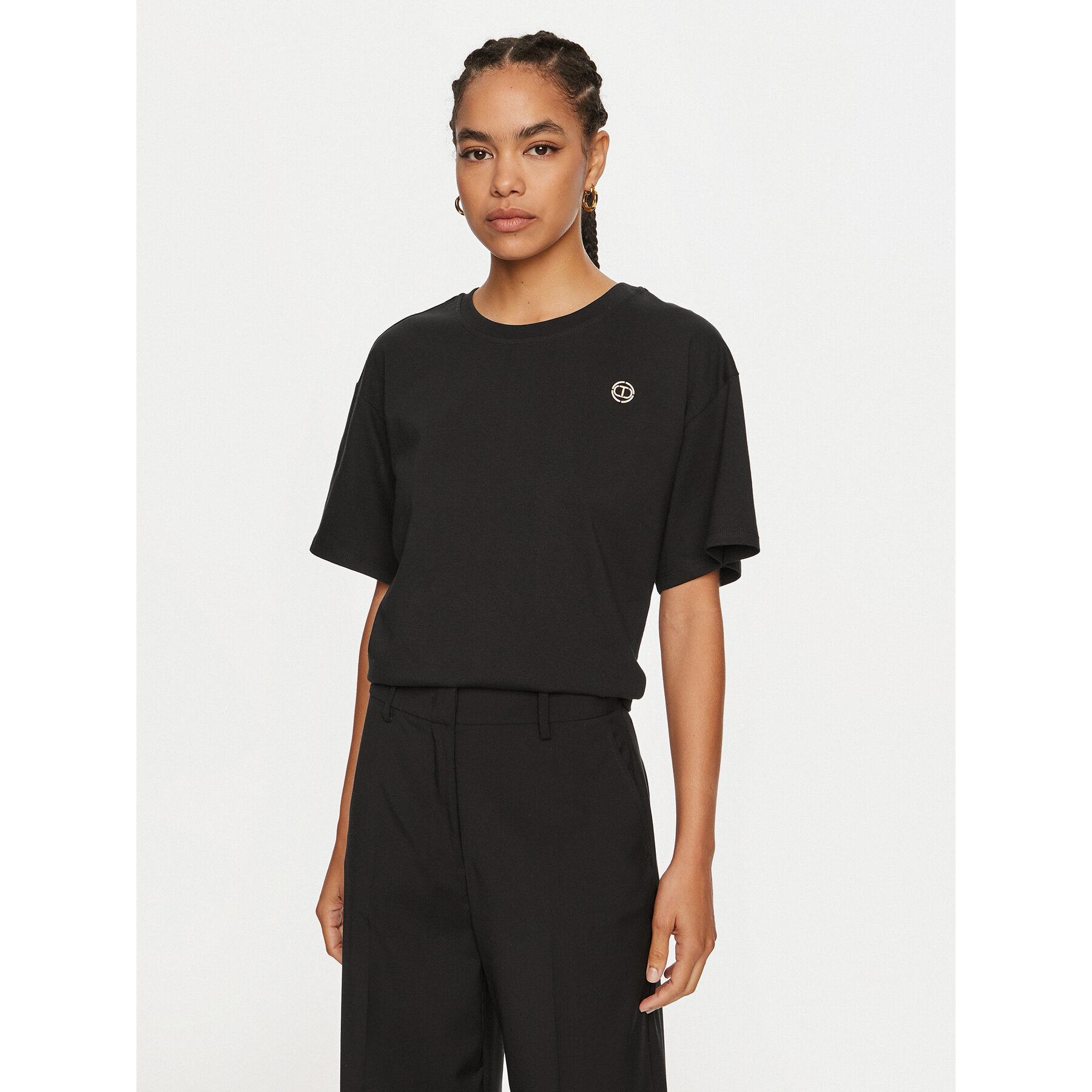 TWINSET Póló 242TP2521 Fekete Loose Fit