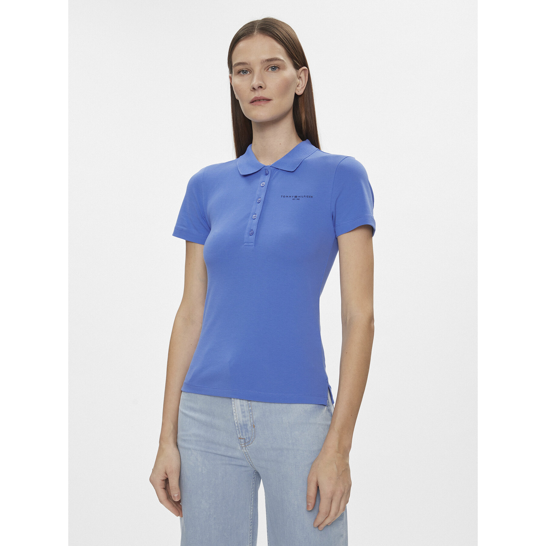 Tommy Hilfiger Tommy Hilfiger Polo Slim Mini Corp Logo Polo Ss WW0WW41032 Σκούρο μπλε Slim Fit