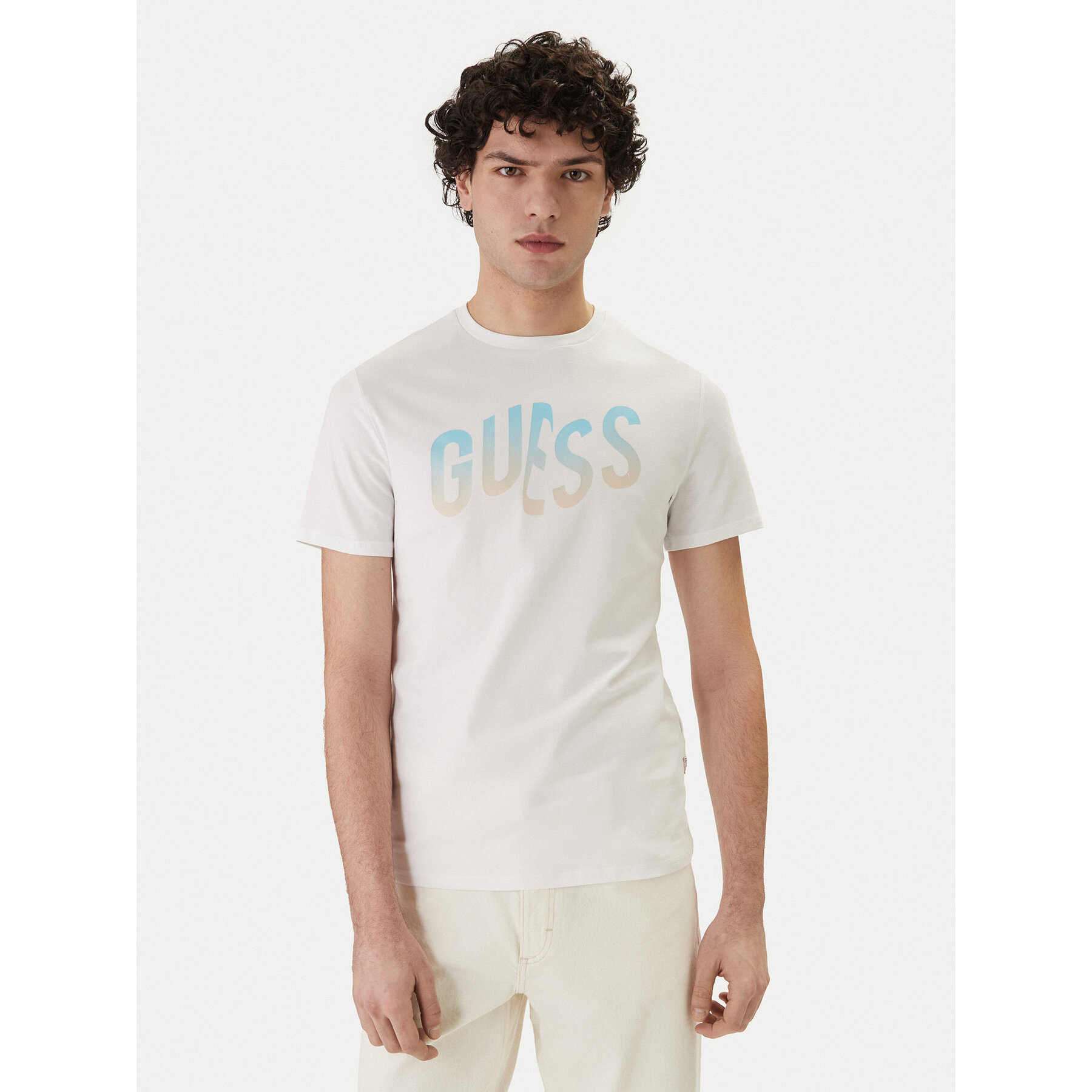 Guess Majica F6GI02 J1314 Bela Slim Fit